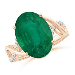 Angara GIA Certified Natural Emerald Crossover Ring in Rose Gold