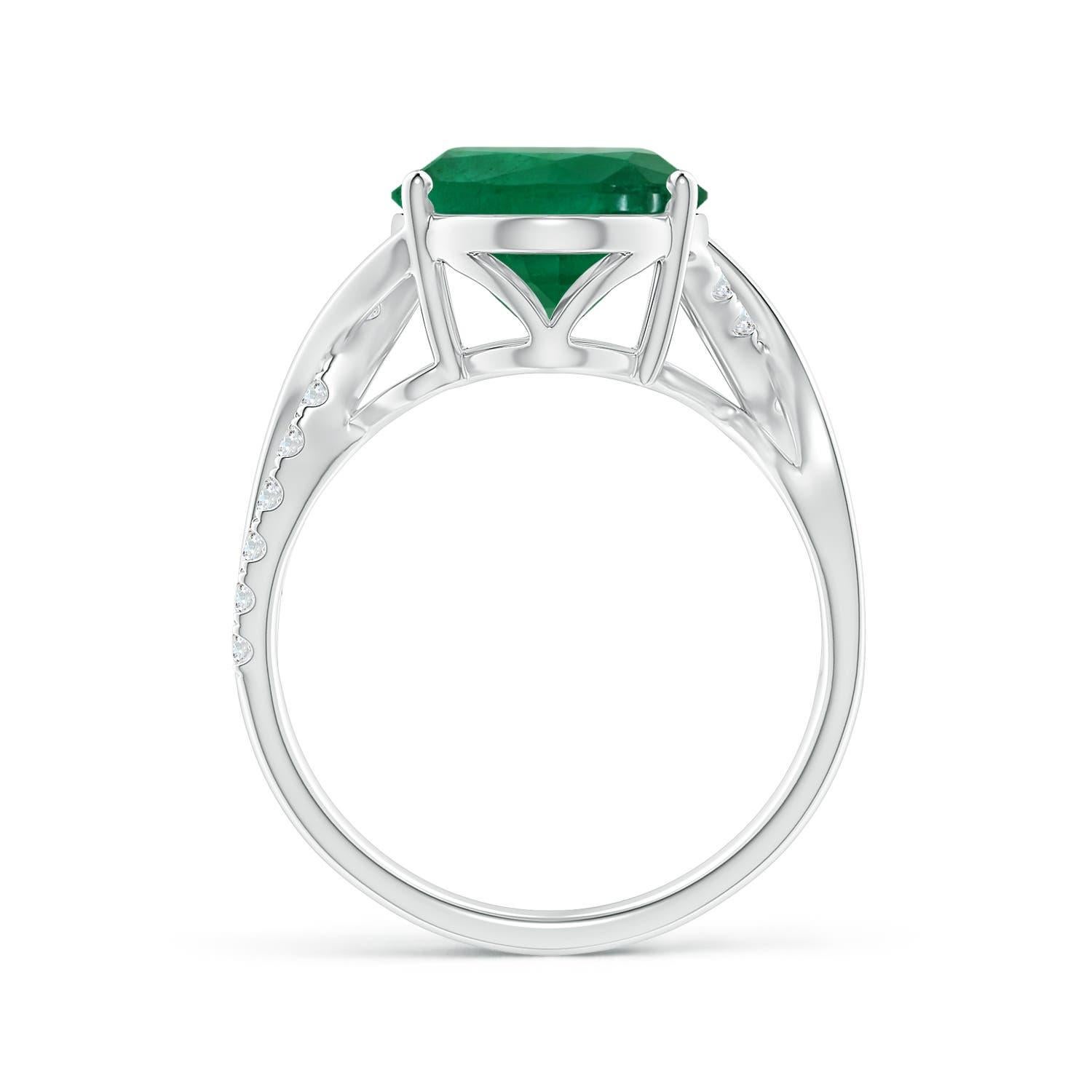 For Sale:  Angara Gia Certified Natural Emerald Crossover Ring in White Gold 2