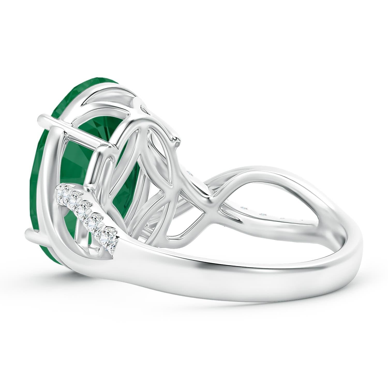 For Sale:  Angara Gia Certified Natural Emerald Crossover Ring in White Gold 4