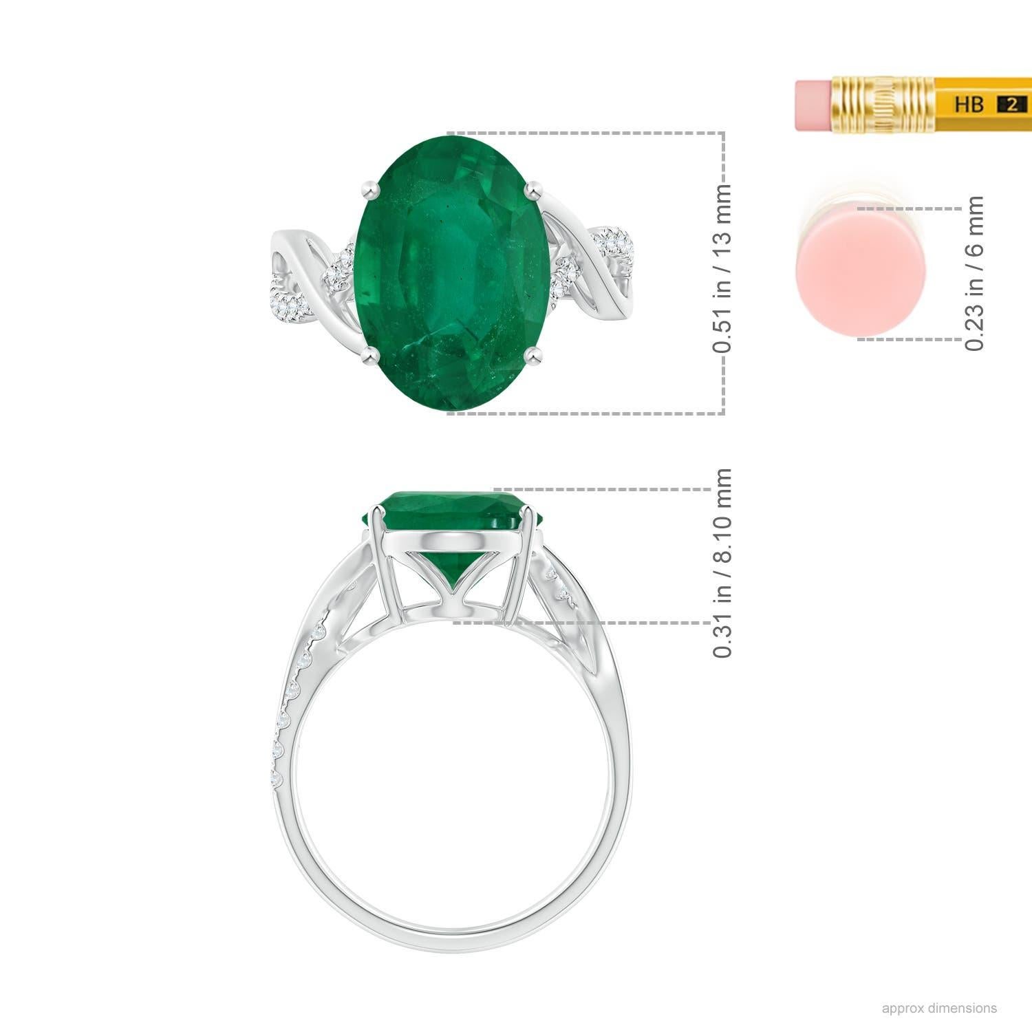 ANGARA GIA Certified Natural Oval Emerald Crossover Ring in 18K White Gold 5