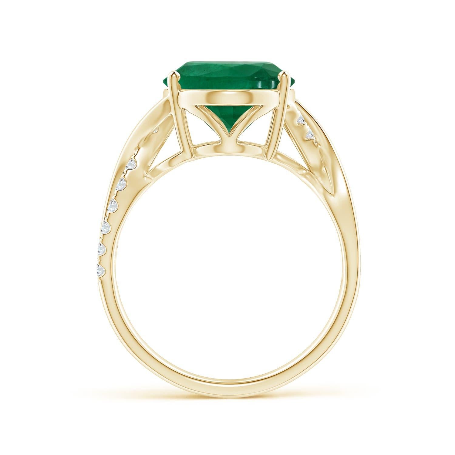 For Sale:  Angara GIA Certified Natural Emerald Crossover Ring in Yellow Gold 2