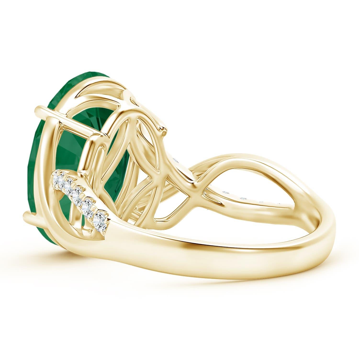 For Sale:  Angara GIA Certified Natural Emerald Crossover Ring in Yellow Gold 4