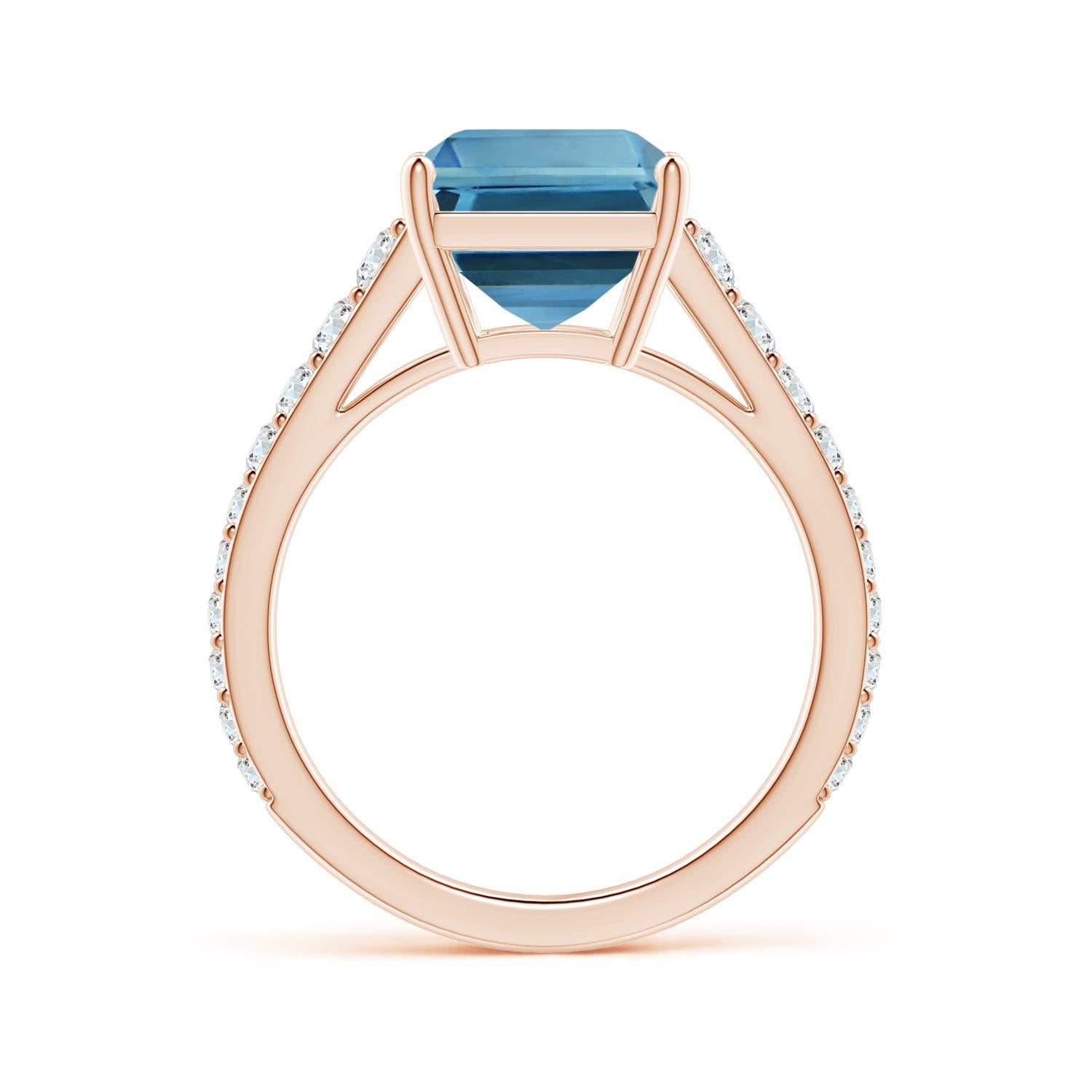 For Sale:  ANGARA GIA Certified Natural 5.04ct Aquamarine Diamond Ring in 18K Rose Gold 3