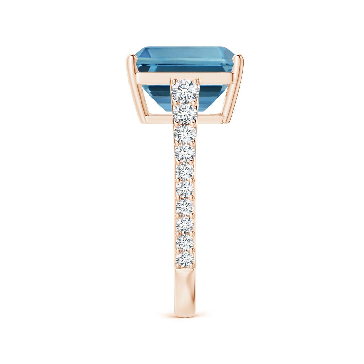 For Sale:  ANGARA GIA Certified Natural 5.04ct Aquamarine Diamond Ring in 18K Rose Gold 4