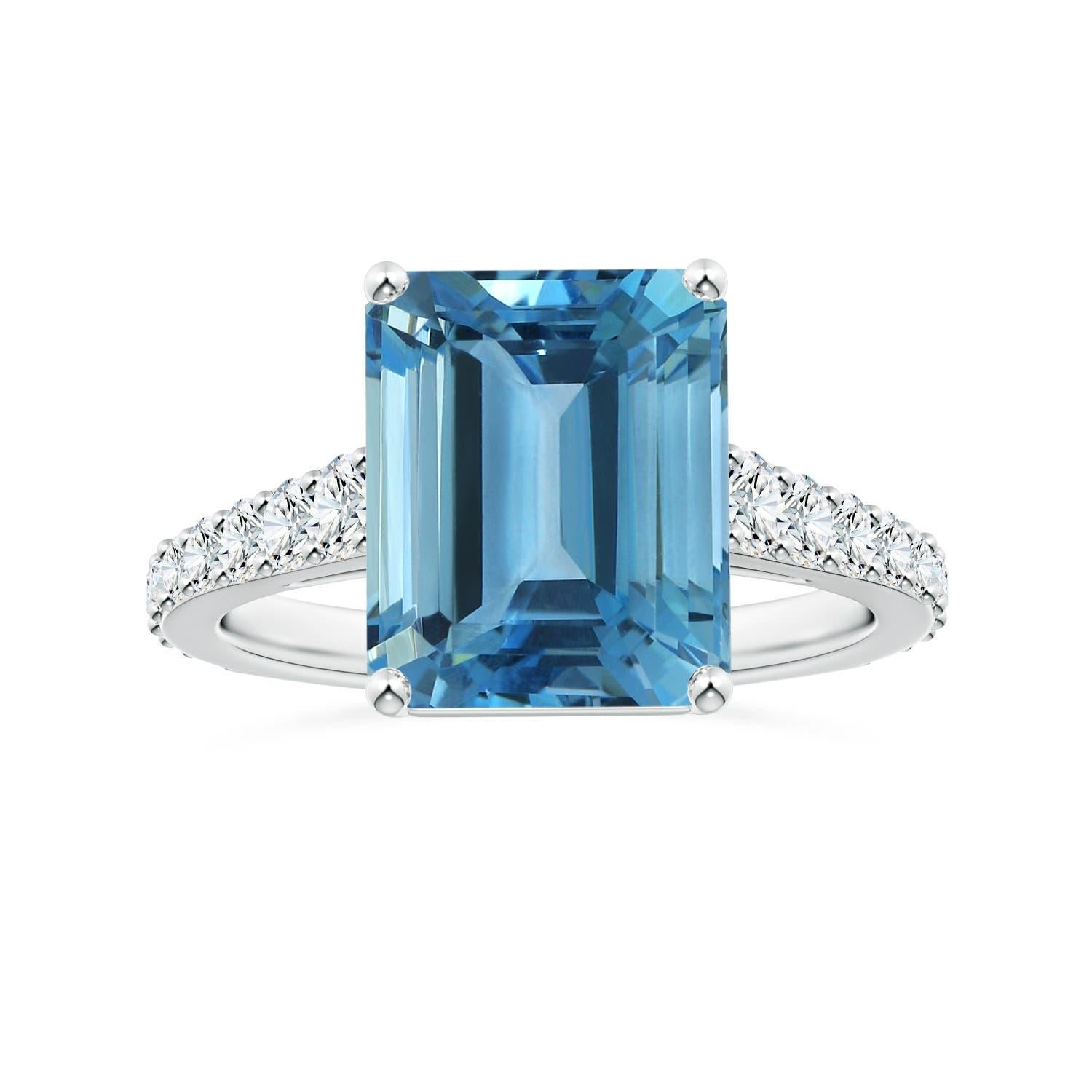 For Sale:  ANGARA GIA Certified Natural 5.04ct Aquamarine Diamond Ring in 14K White Gold