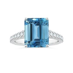 ANGARA GIA Certified Natural 5.04ct Aquamarine Diamond Ring in 14K White Gold