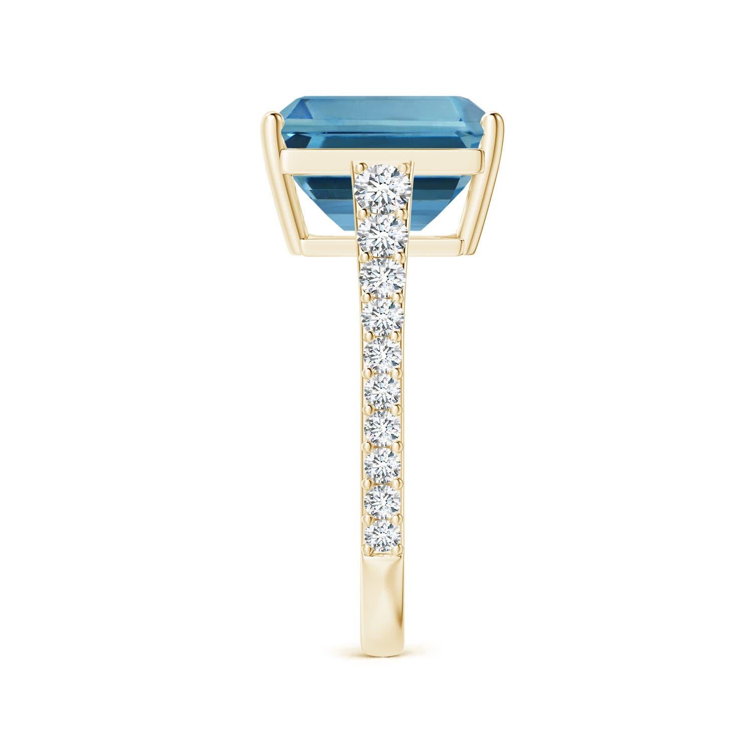 For Sale:  ANGARA GIA Certified Natural 5.04ct Aquamarine Diamond Ring in 14K Yellow Gold 4
