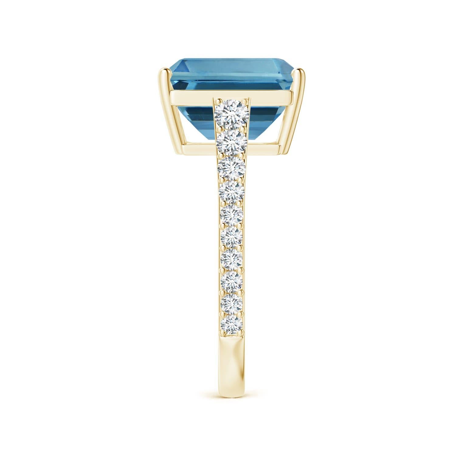 For Sale:  ANGARA GIA Certified Natural 5.04ct Aquamarine Diamond Ring in 18K Yellow Gold 4