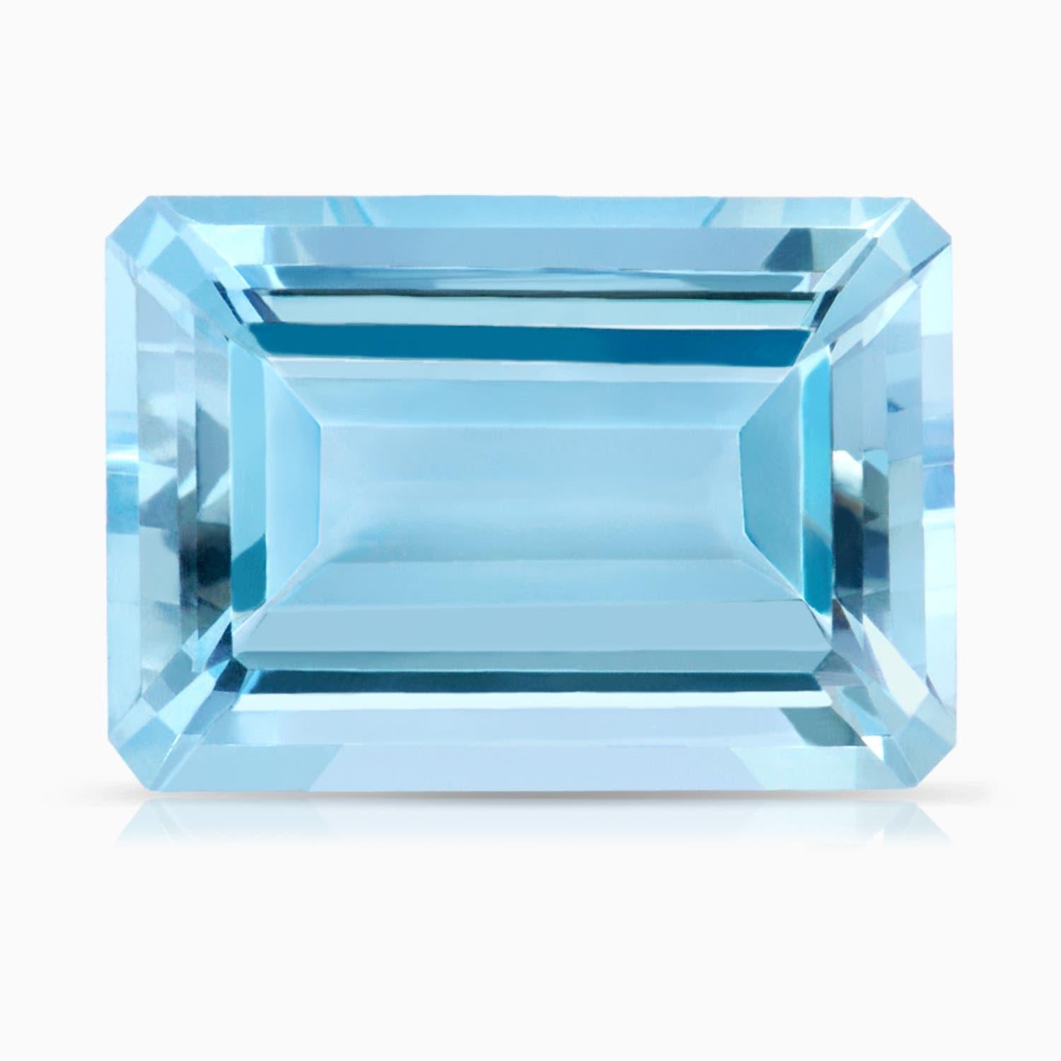 For Sale:  ANGARA GIA Certified Natural Emerald Cut Aquamarine Halo Ring in White Gold 5