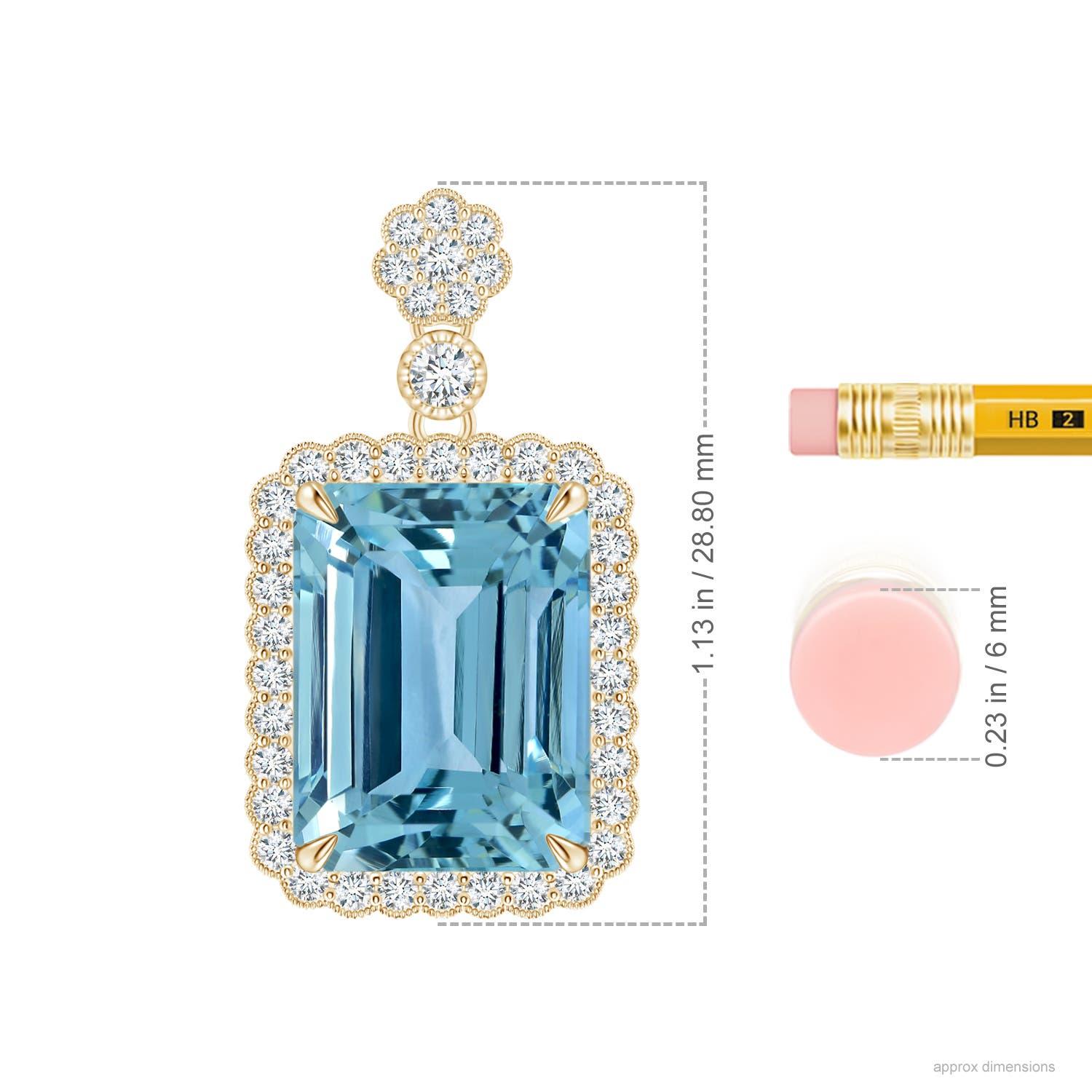 Angara GIA Certified Natural Emerald cut Aquamarine Yellow Gold Pendant Necklace In New Condition For Sale In Los Angeles, CA