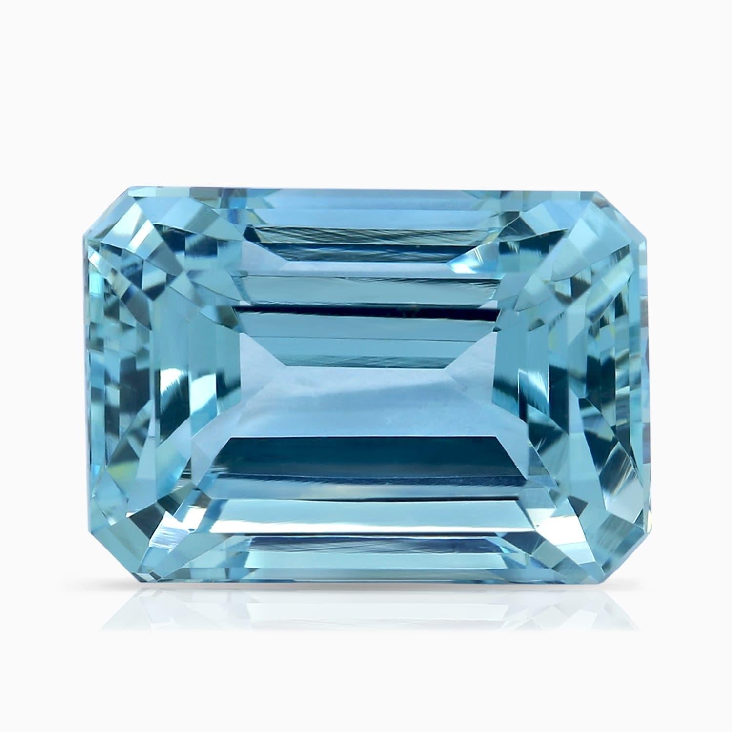 Angara GIA Certified Natural Emerald Cut Aquamarine Yellow Gold Pendant Necklace In New Condition For Sale In Los Angeles, CA