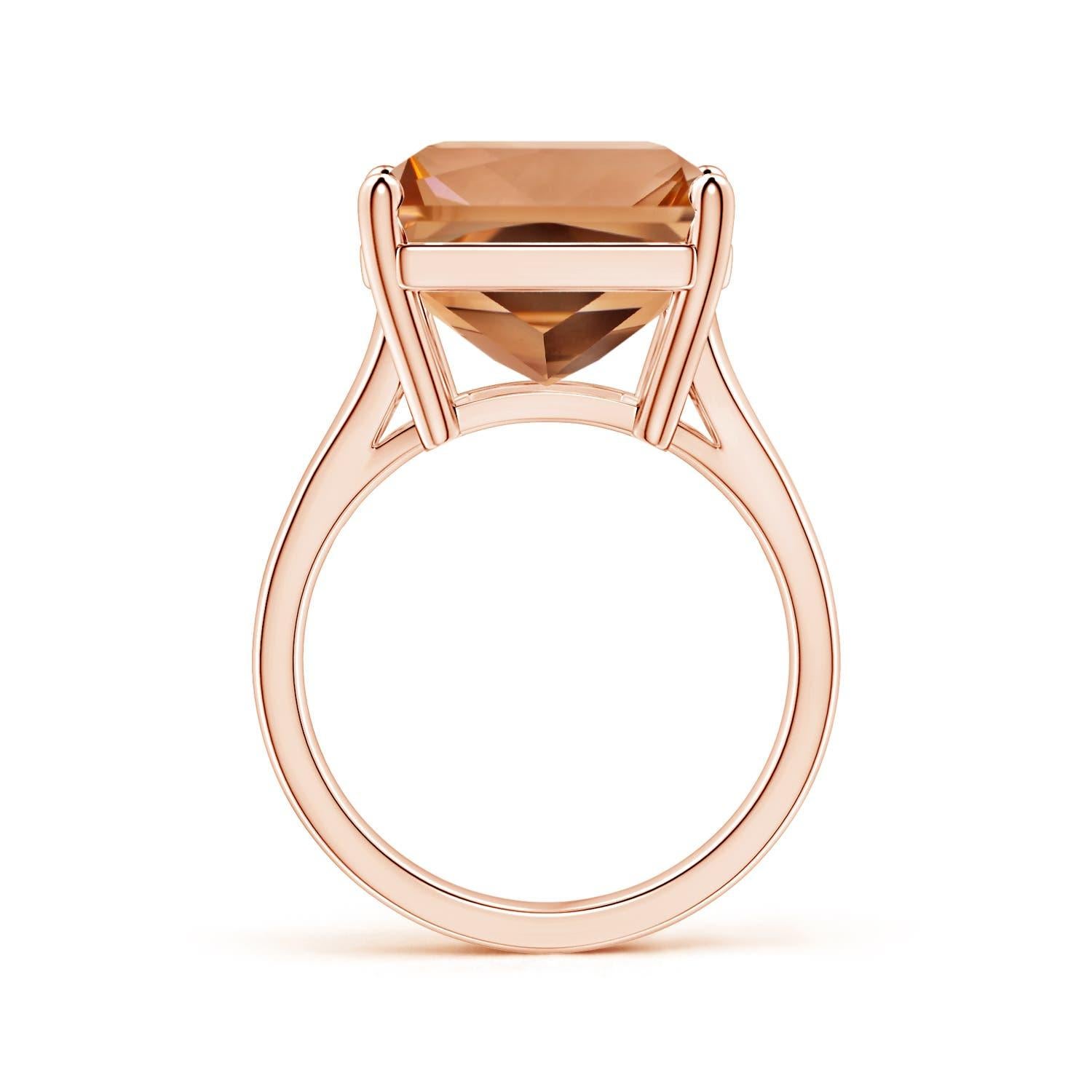Angara Gia Certified Natural Emerald-Cut Morganite Split Shank Rose Gold Ring 2