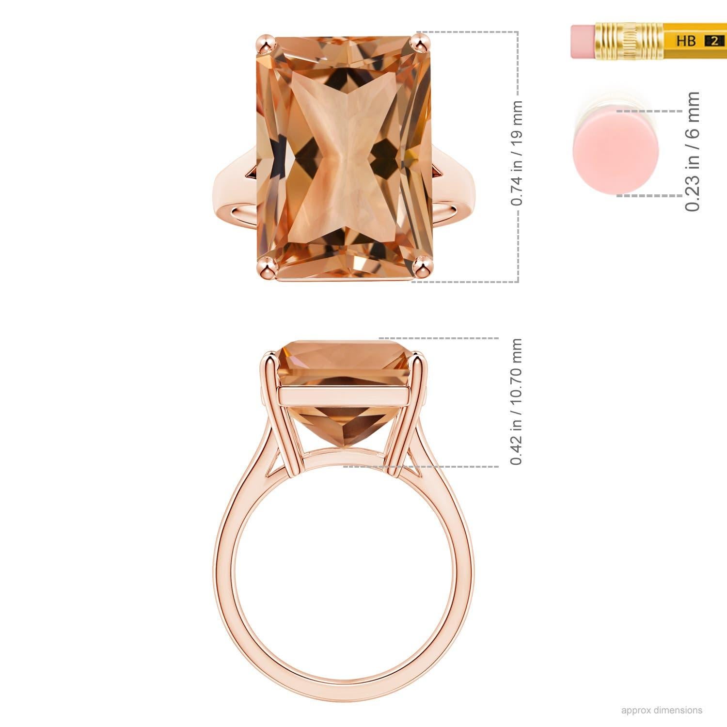 Angara Gia Certified Natural Emerald-Cut Morganite Split Shank Rose Gold Ring 5