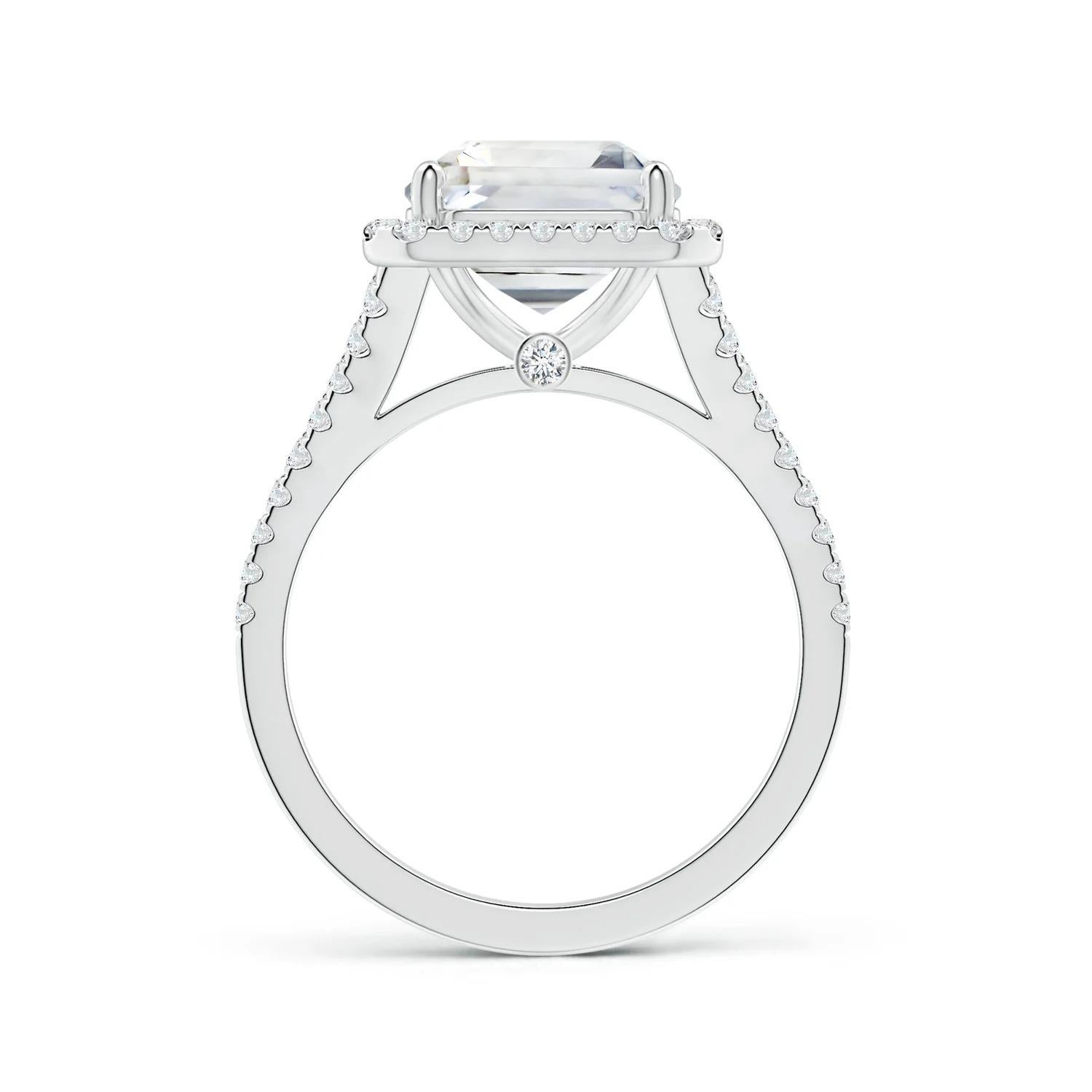 For Sale:  Angara Gia Certified Natural Emerald-Cut White Sapphire Halo Ring in White Gold 2