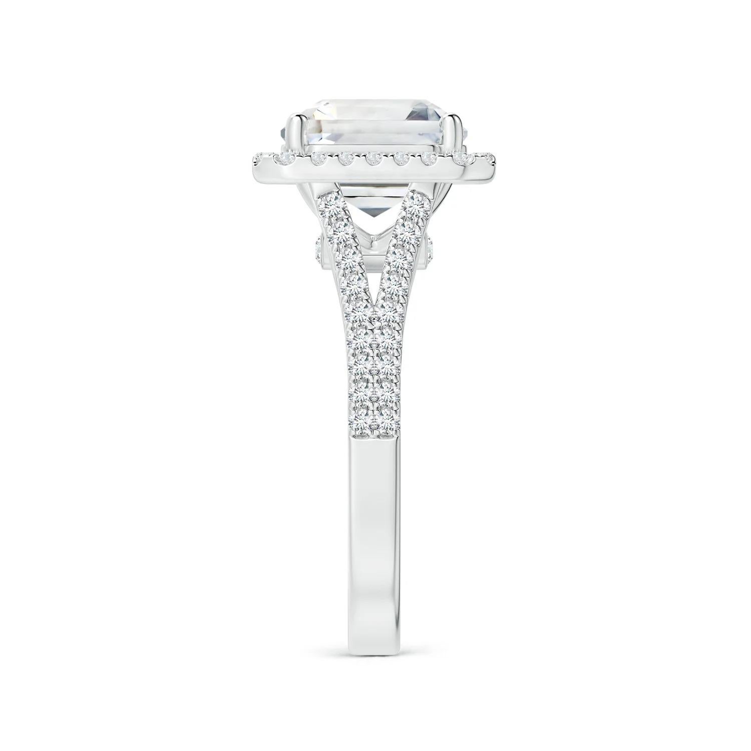 For Sale:  Angara Gia Certified Natural Emerald-Cut White Sapphire Halo Ring in White Gold 4