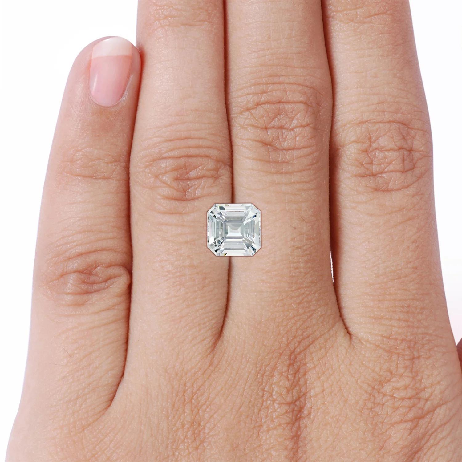 For Sale:  Angara Gia Certified Natural Emerald-Cut White Sapphire Halo Ring in White Gold 7
