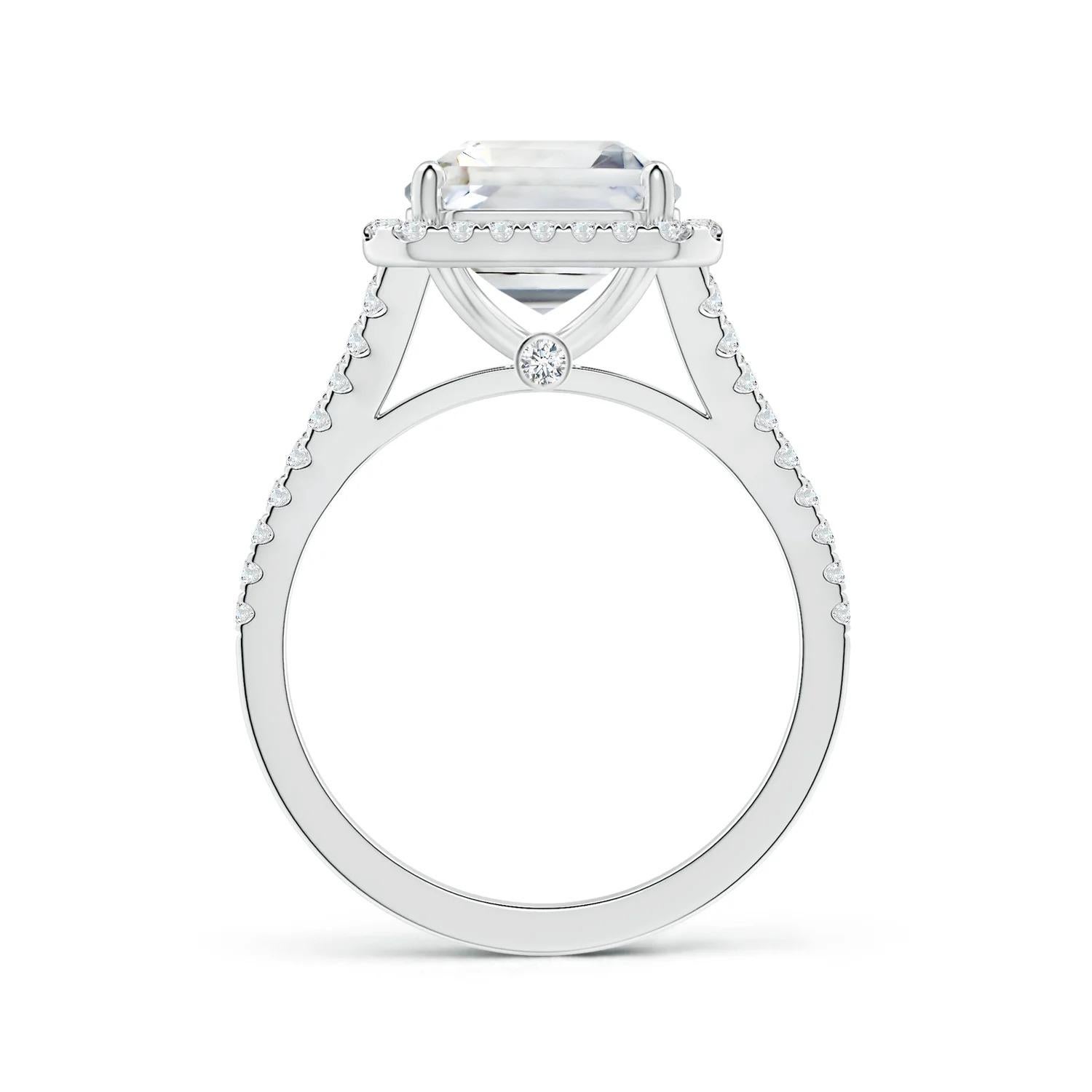 Angara GIA Certified Natural Emerald-Cut White Sapphire Ring in Platinum 2