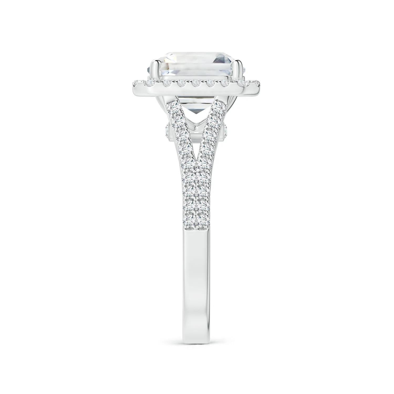Angara GIA Certified Natural Emerald-Cut White Sapphire Ring in Platinum 4