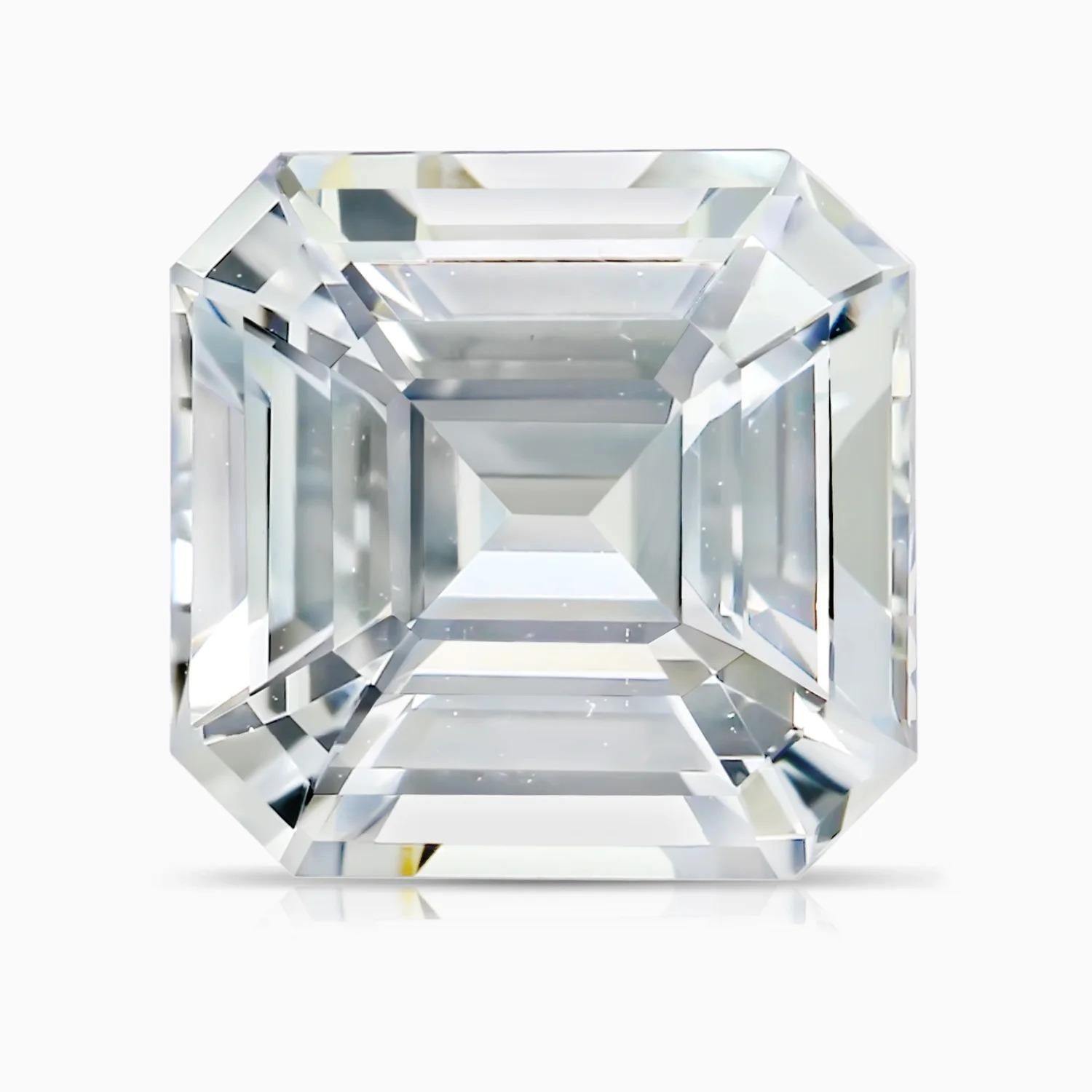 Angara GIA Certified Natural Emerald-Cut White Sapphire Ring in Platinum 6