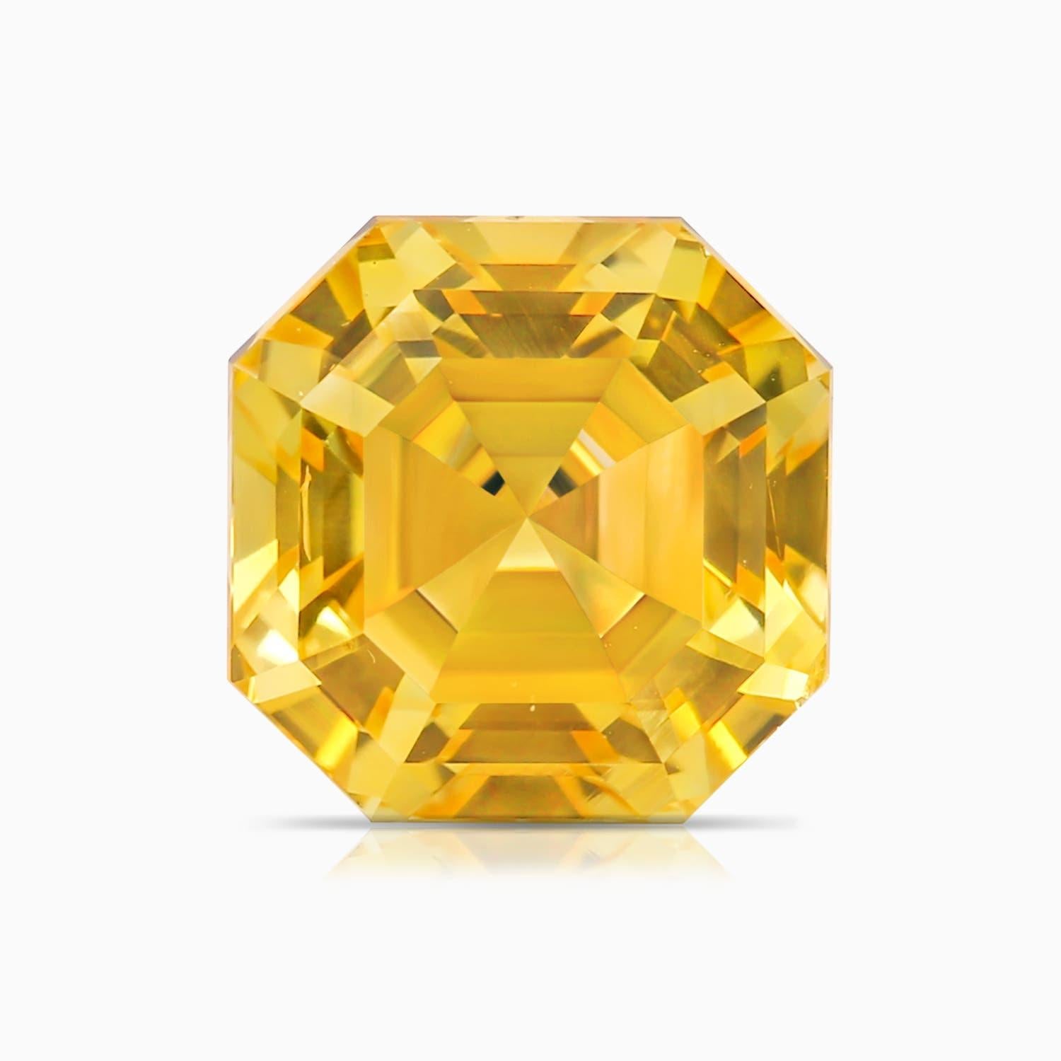 For Sale:  Angara GIA Certified Natural Emerald-Cut Yellow Sapphire Halo Ring in Platinum  6