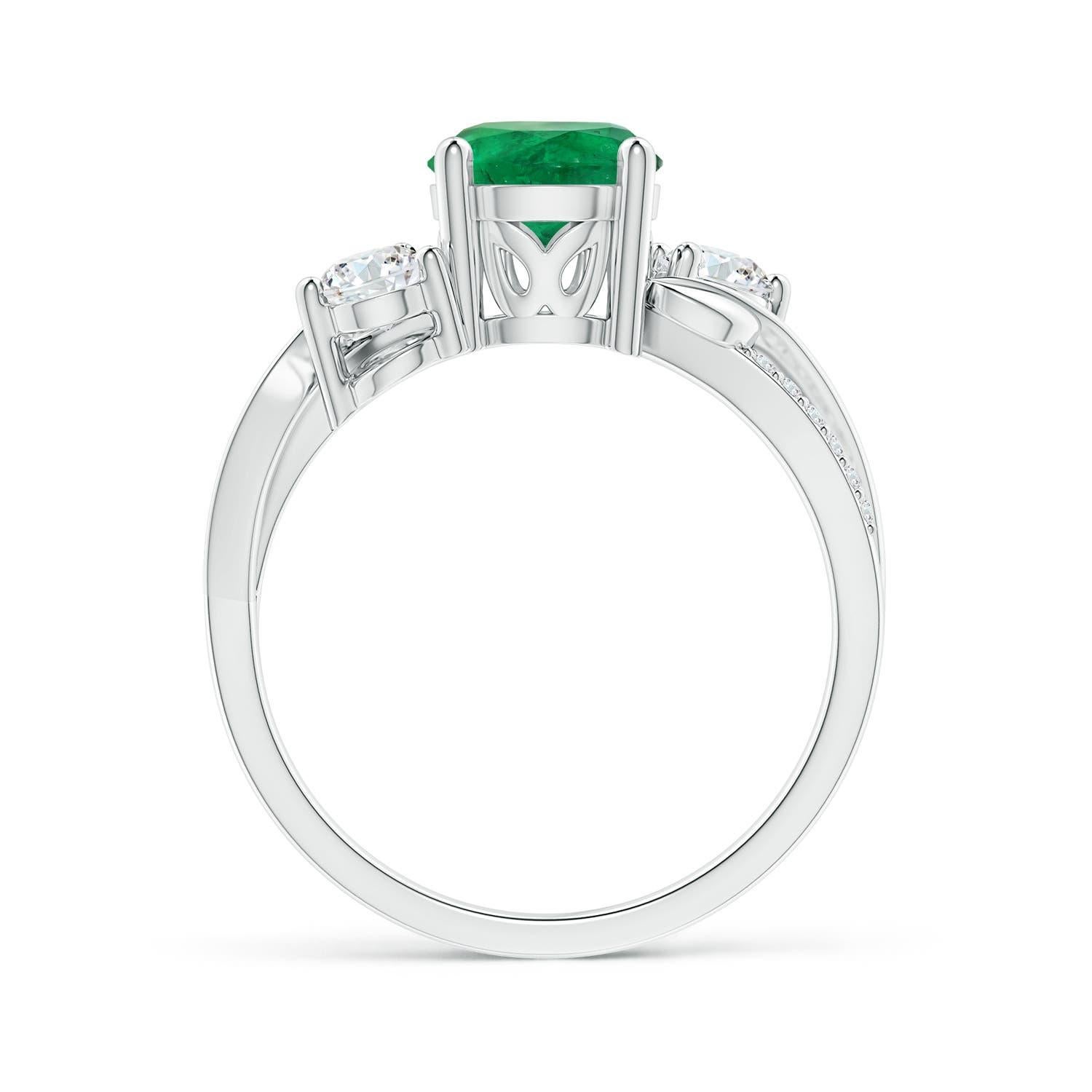 For Sale:  GIA Certified Natural Emerald & Diamond Twisted Vine Ring in Platinum 2