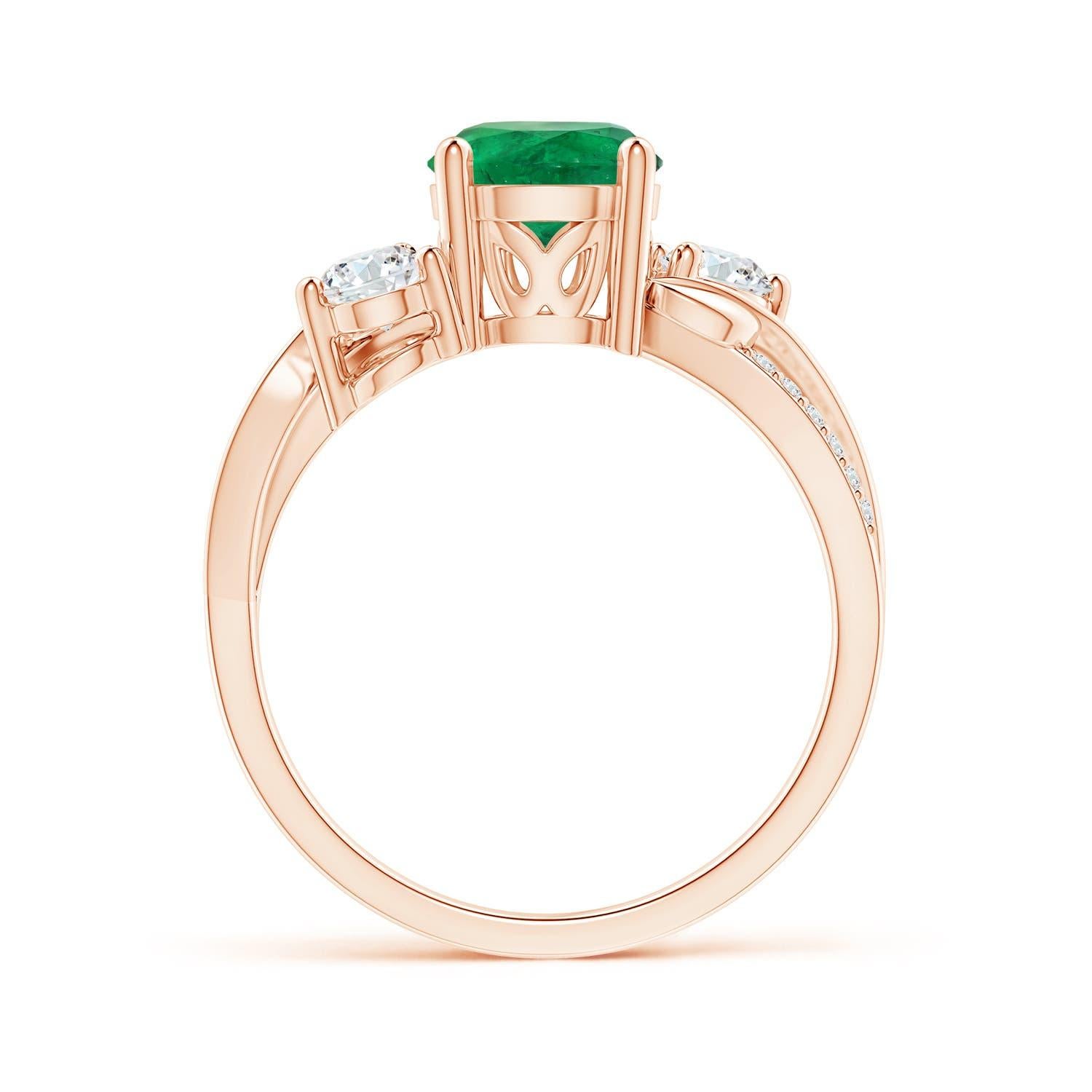 For Sale:  Angara GIA Certified Natural Emerald & Diamond Twisted Vine Ring in Rose Gold 2