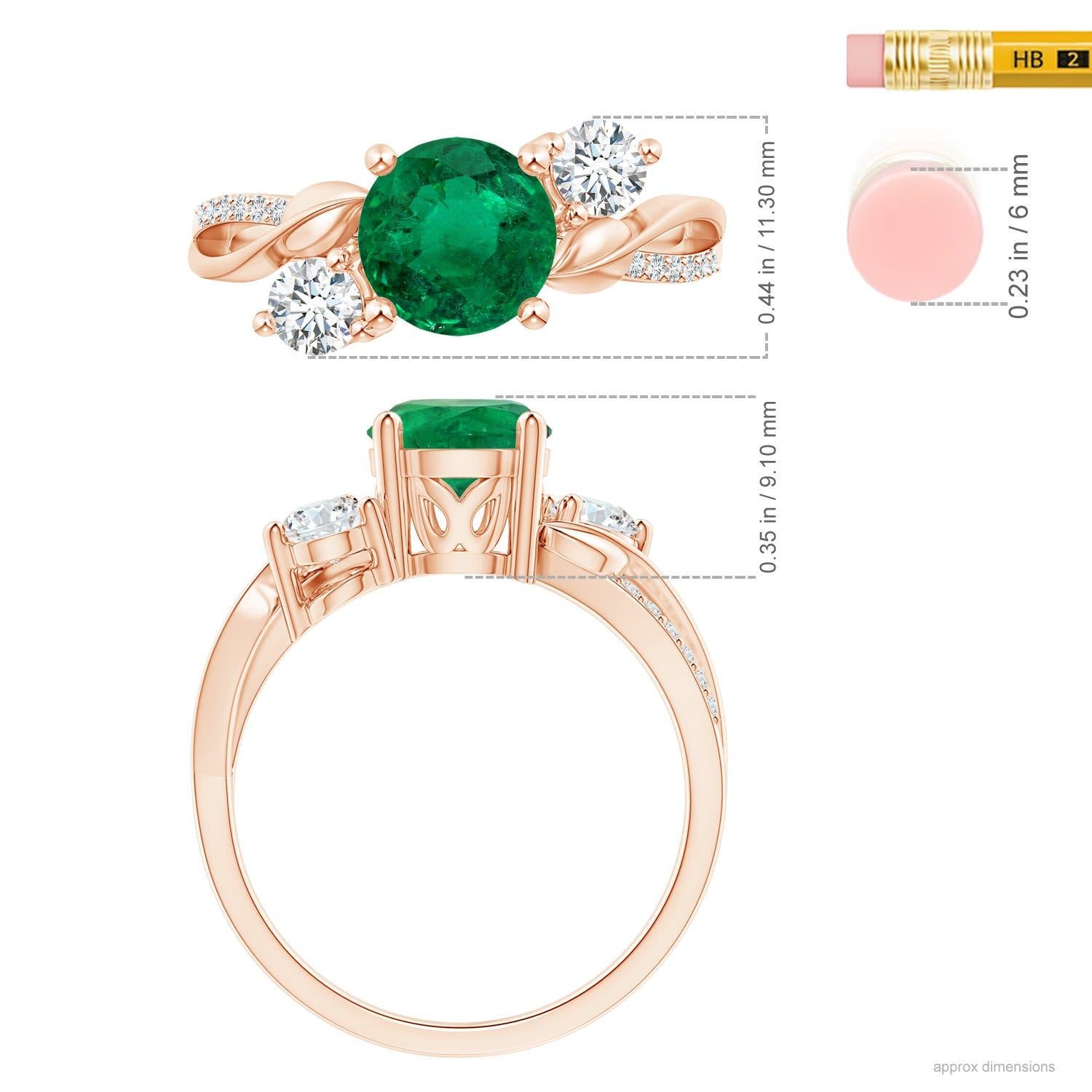 For Sale:  Angara GIA Certified Natural Emerald & Diamond Twisted Vine Ring in Rose Gold 4