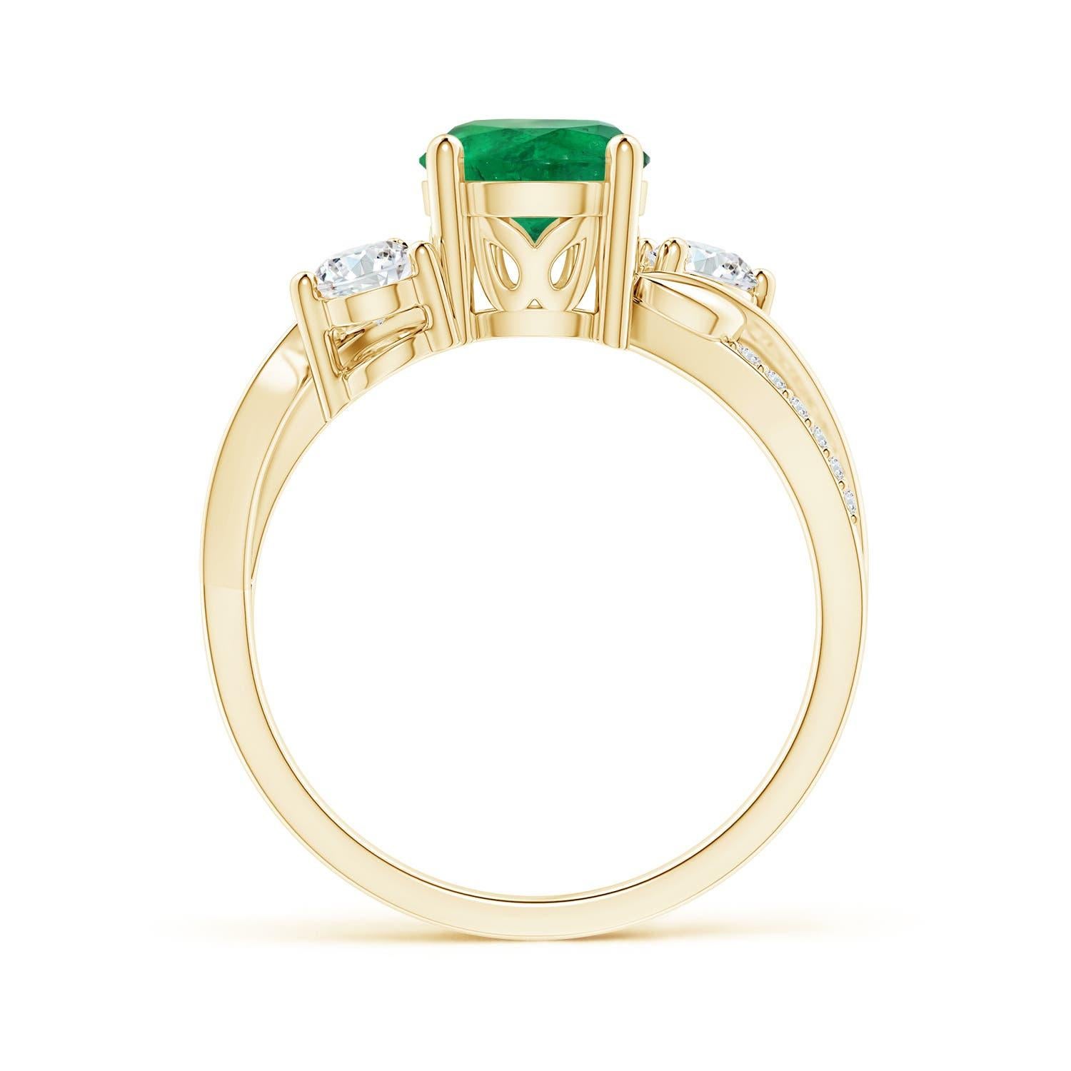 For Sale:  Angara GIA Certified Natural Emerald & Diamond Twisted Vine Ring in Yellow Gold 2