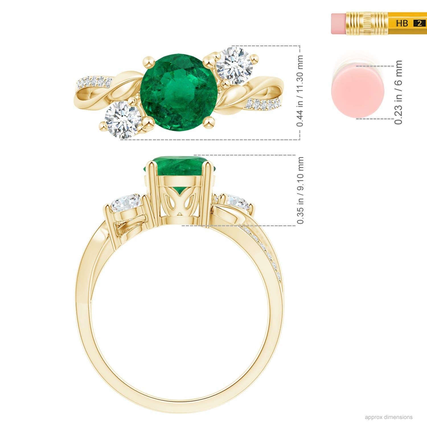 For Sale:  Angara GIA Certified Natural Emerald & Diamond Twisted Vine Ring in Yellow Gold 4