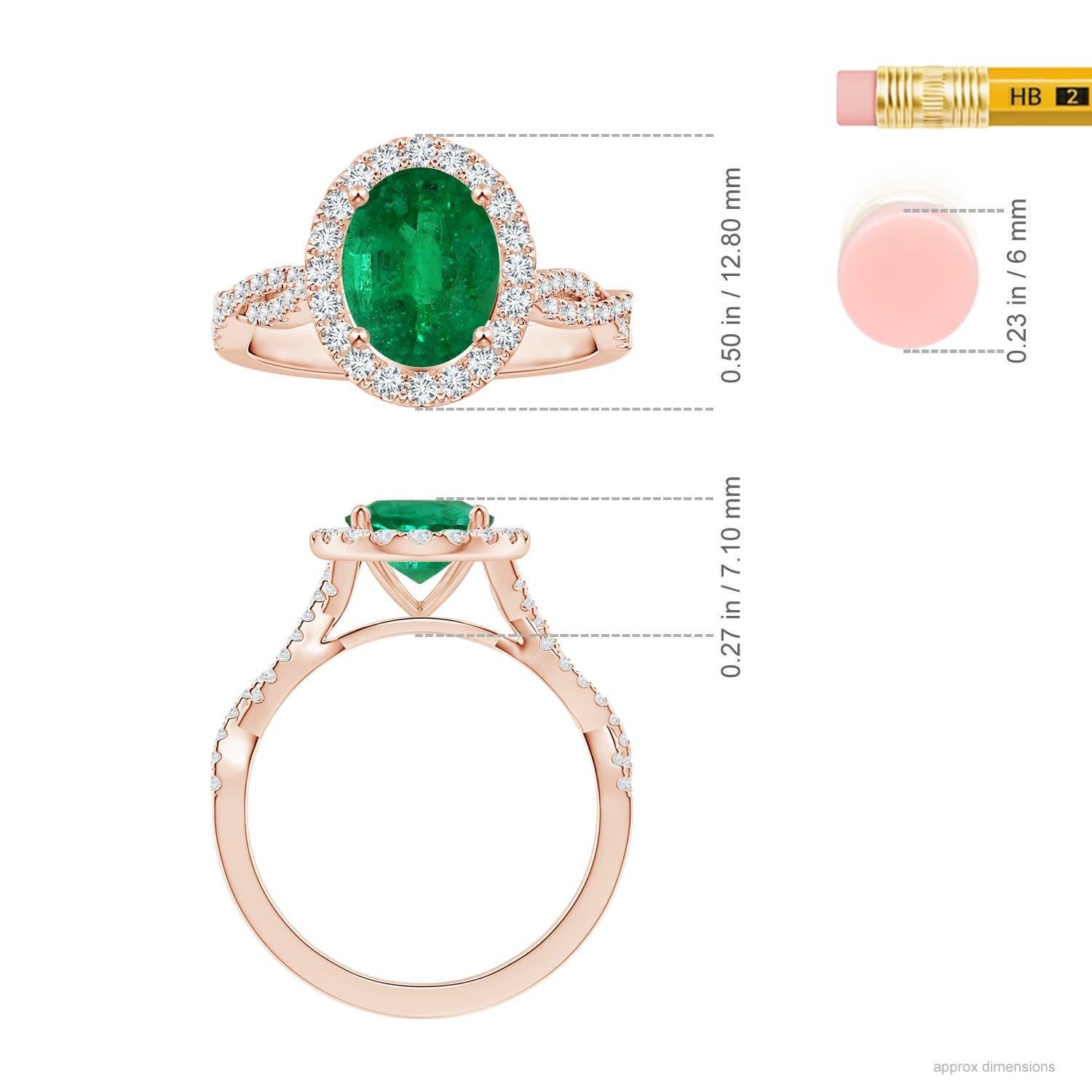 Im Angebot: ANGARA GIA zertifizierter natürlicher Smaragd-Halo-Ring aus Roségold mit Diamant-Schnalle () 5