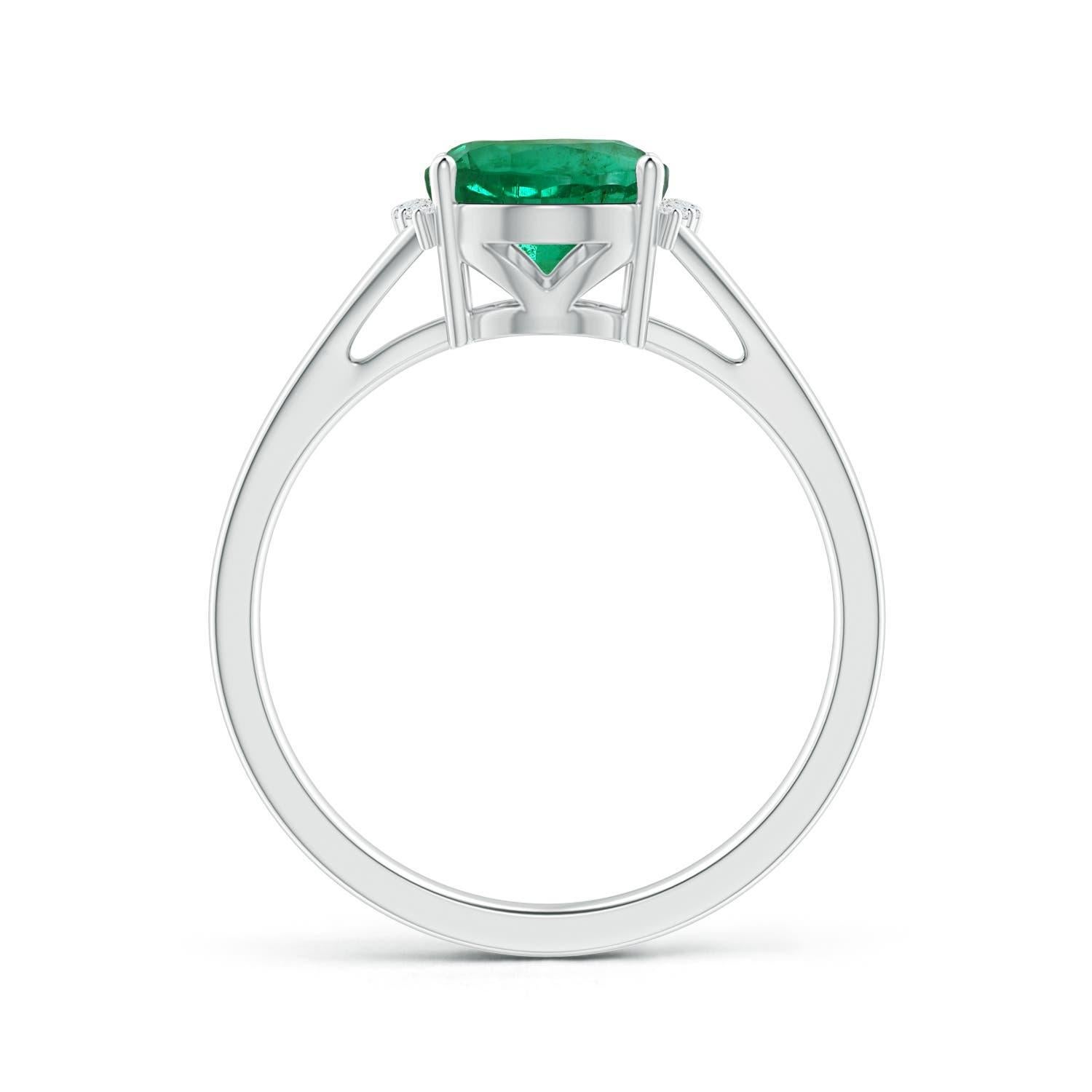 For Sale:  Angara Gia Certified Natural Emerald Ring in White Gold with Diamond Collar 2