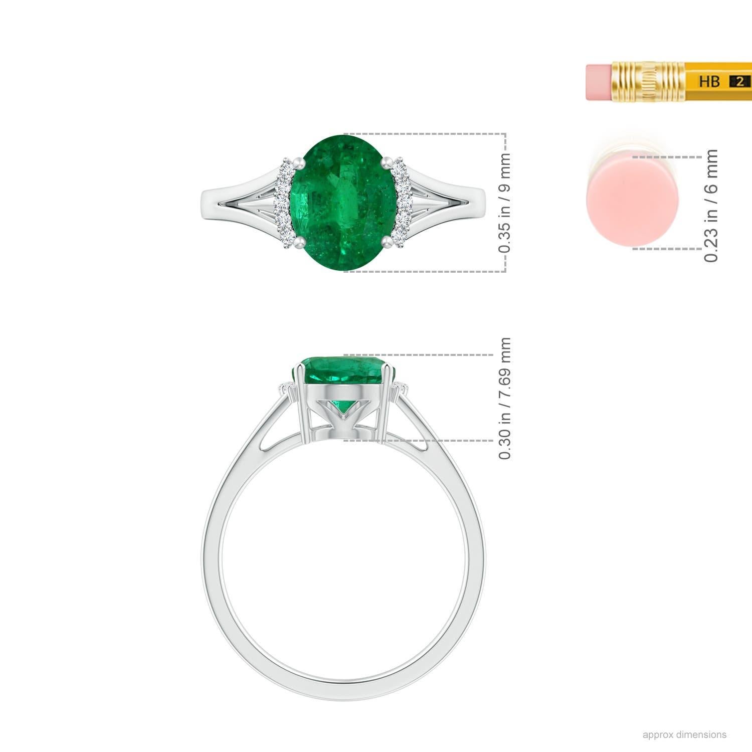 For Sale:  Angara Gia Certified Natural Emerald Ring in White Gold with Diamond Collar 4
