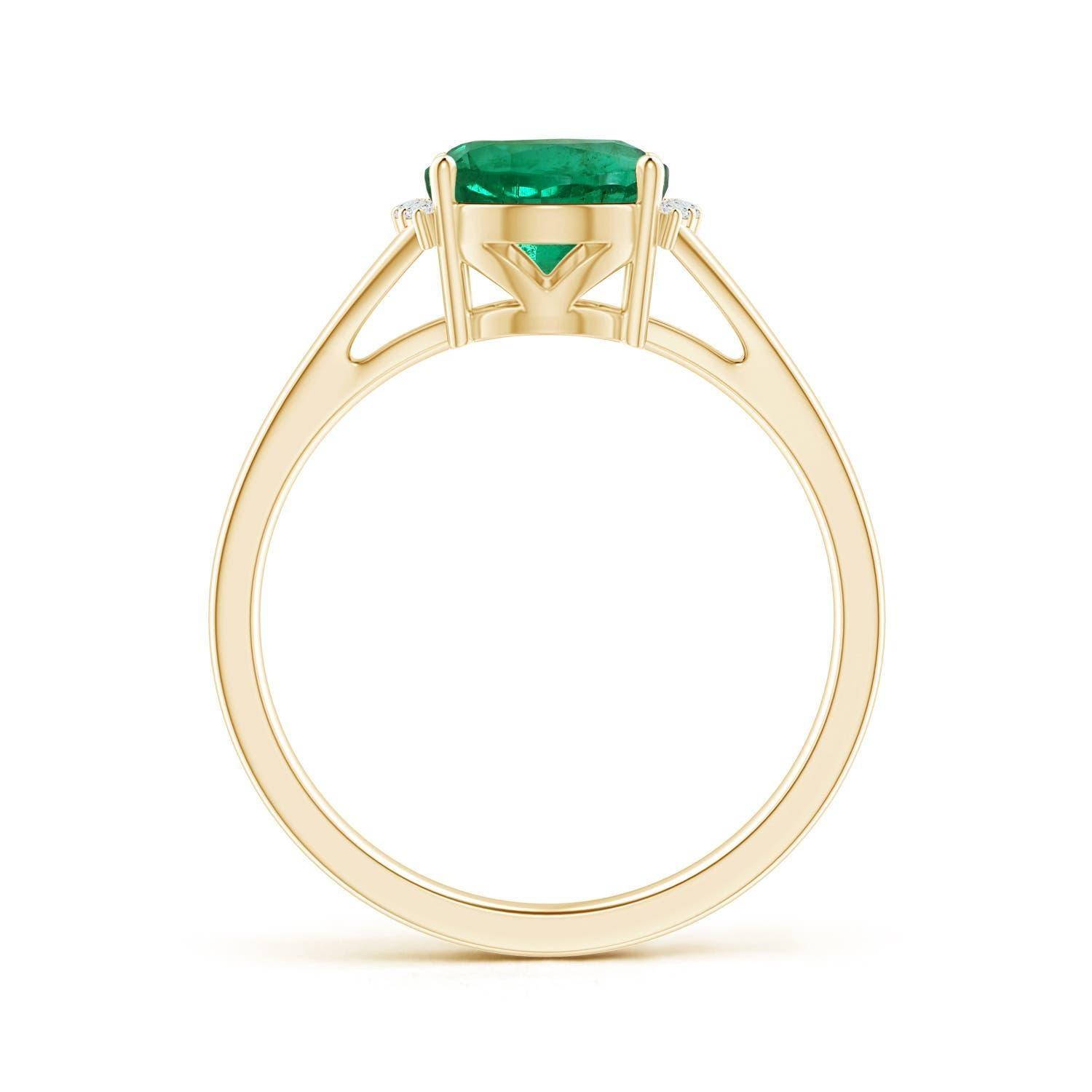 For Sale:  Angara Gia Certified Natural Emerald Ring in Yellow Gold with Diamond Collar 2