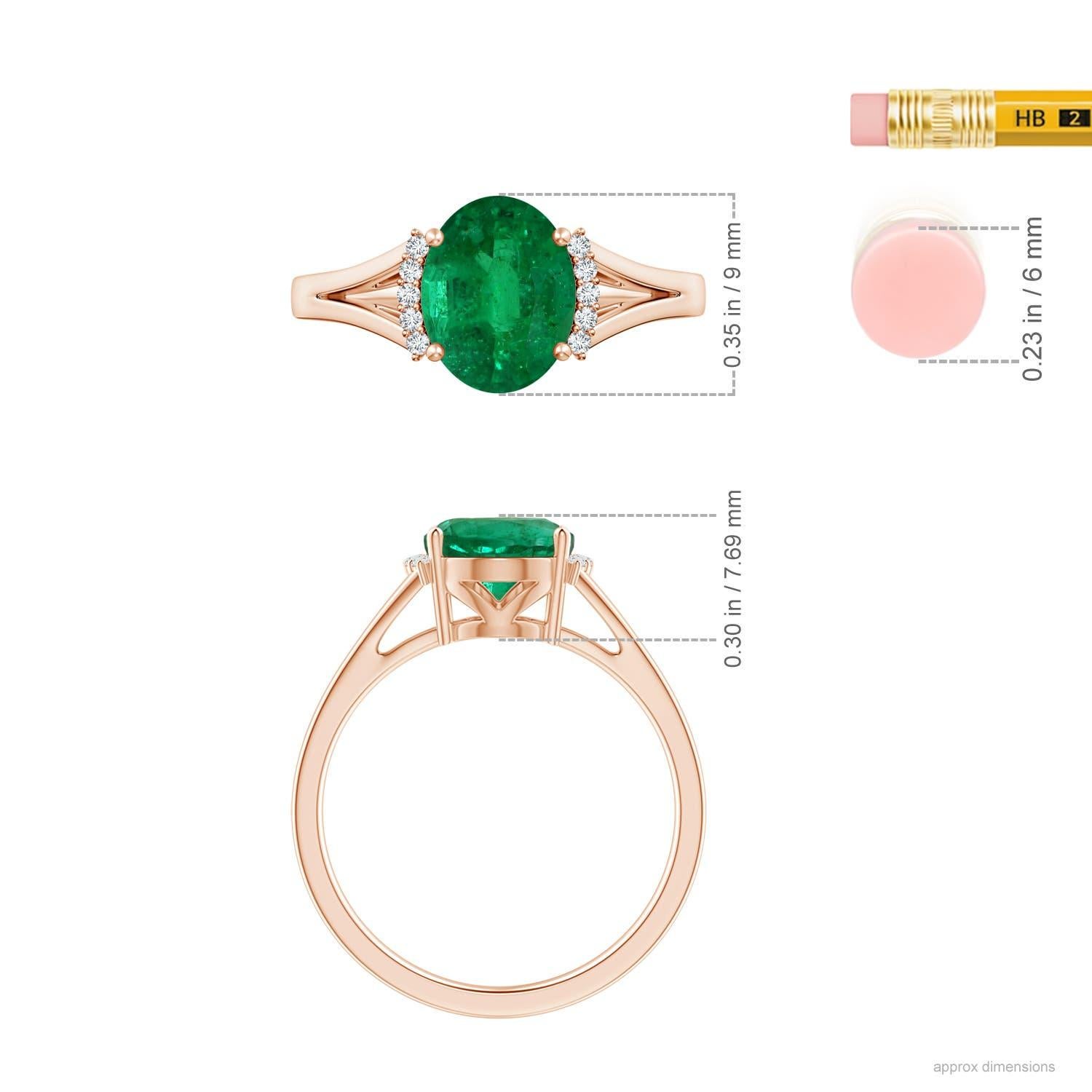 For Sale:  ANGARA GIA Certified Natural Emerald Rose Gold Ring with Diamond Collar 4