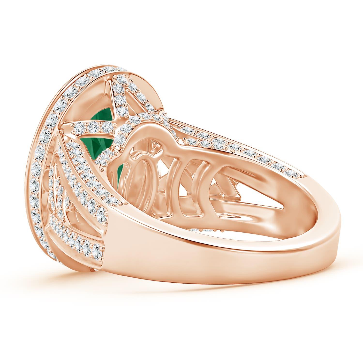For Sale:  Angara GIA Certified Natural Emerald Vintage Style Split Shank Rose Gold Ring 4