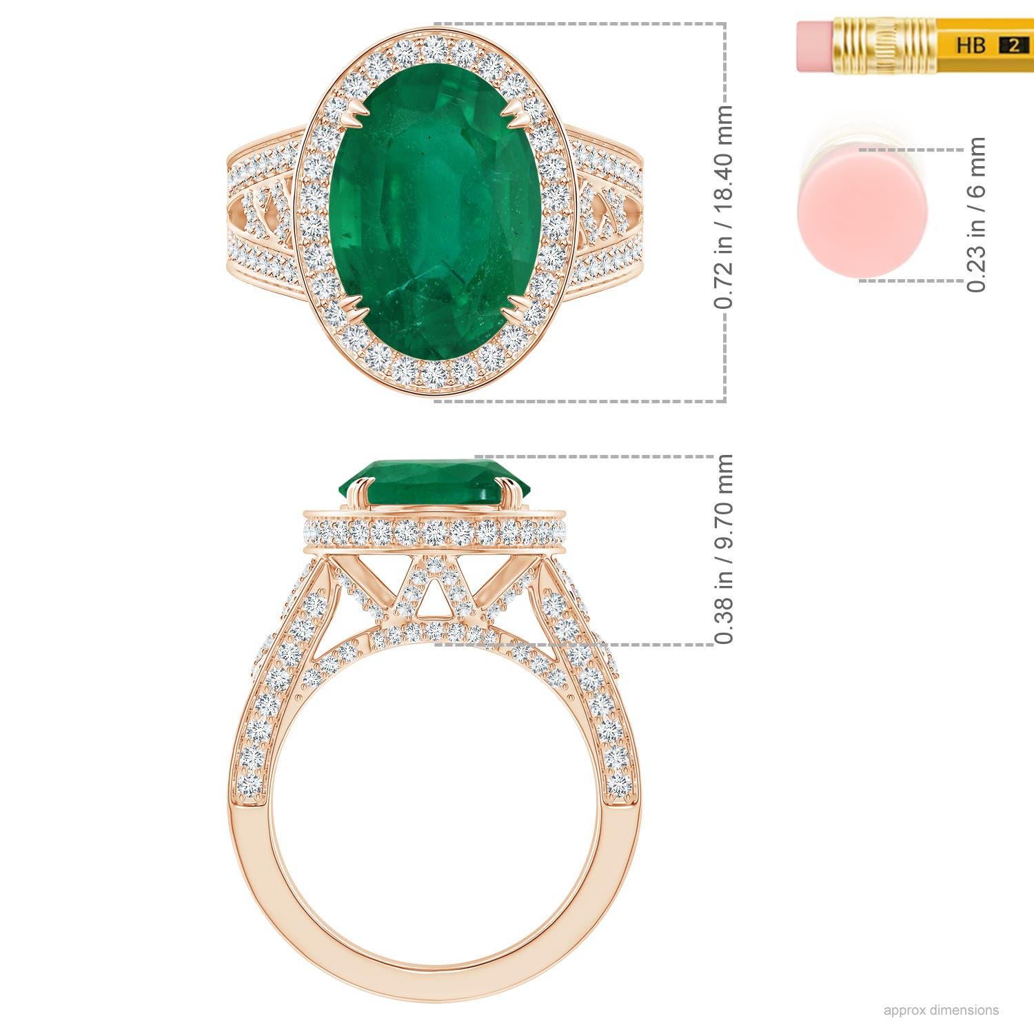ANGARA GIA Certified Natural Oval Emerald Vintage Style Ring in 14K Rose Gold 5