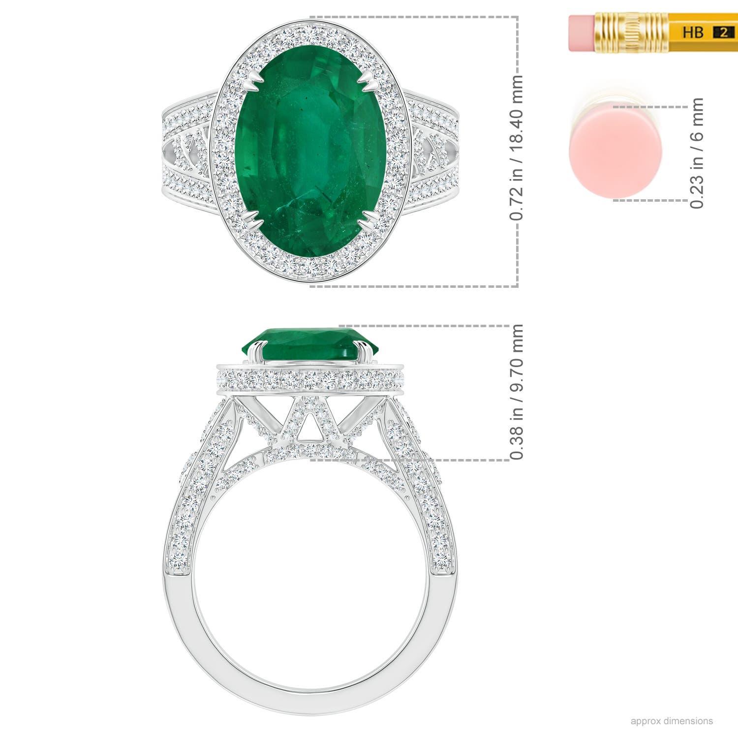 For Sale:  Angara Gia Certified Natural Emerald Vintage Style Split Shank White Gold Ring 5