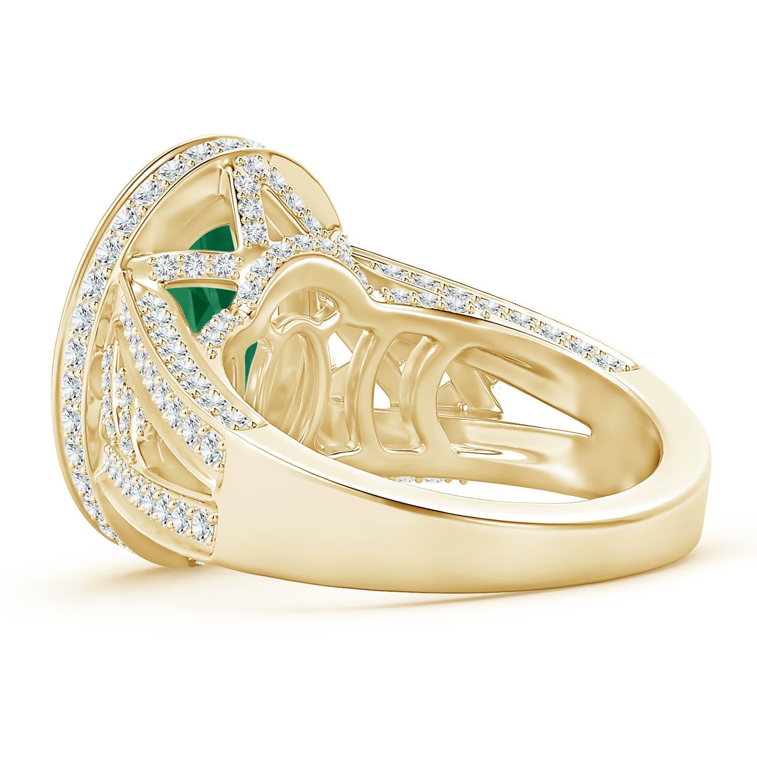 For Sale:  Angara Gia Certified Natural Emerald Vintage Style Split Shank Yellow Gold Ring 4