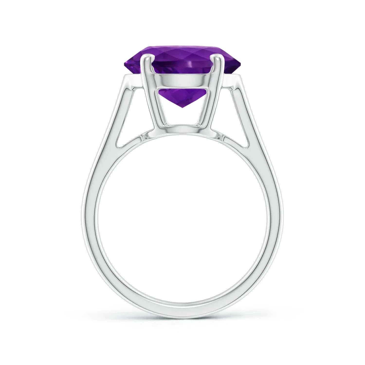 For Sale:  Angara GIA Certified Natural Flat Amethyst Solitaire Ring in White Gold 2