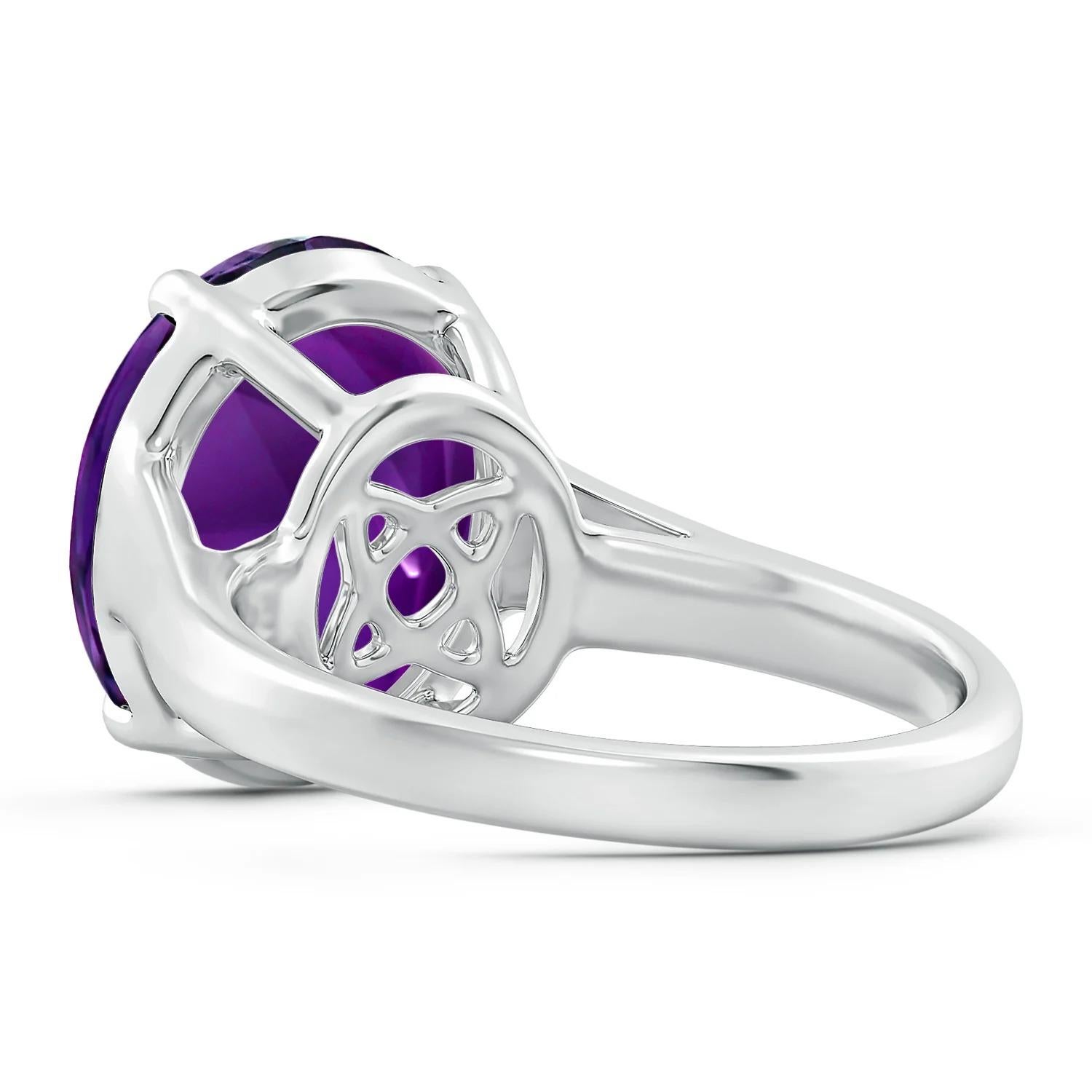 For Sale:  Angara GIA Certified Natural Flat Amethyst Solitaire Ring in White Gold 4