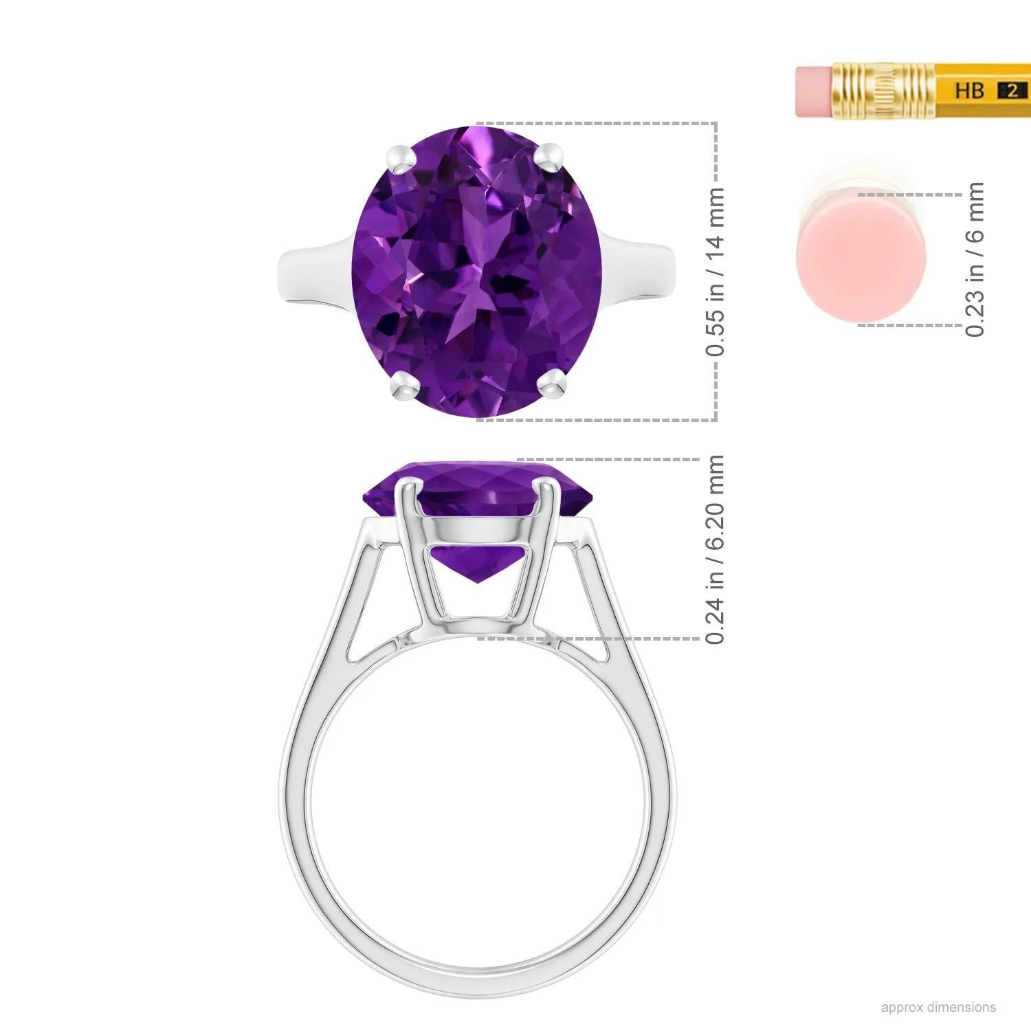 For Sale:  Angara GIA Certified Natural Flat Amethyst Solitaire Ring in White Gold 5