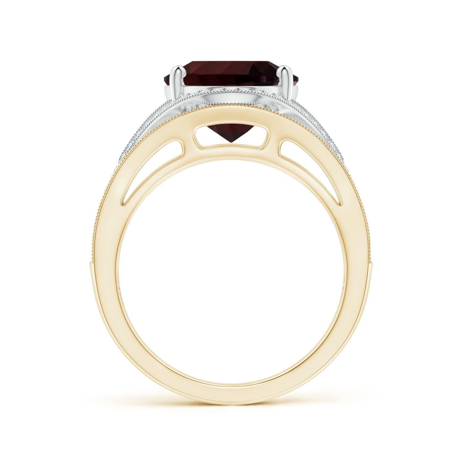 For Sale:  GIA Certified Natural Garnet Dual Tone Yellow & White Gold Cocktail Ring 2