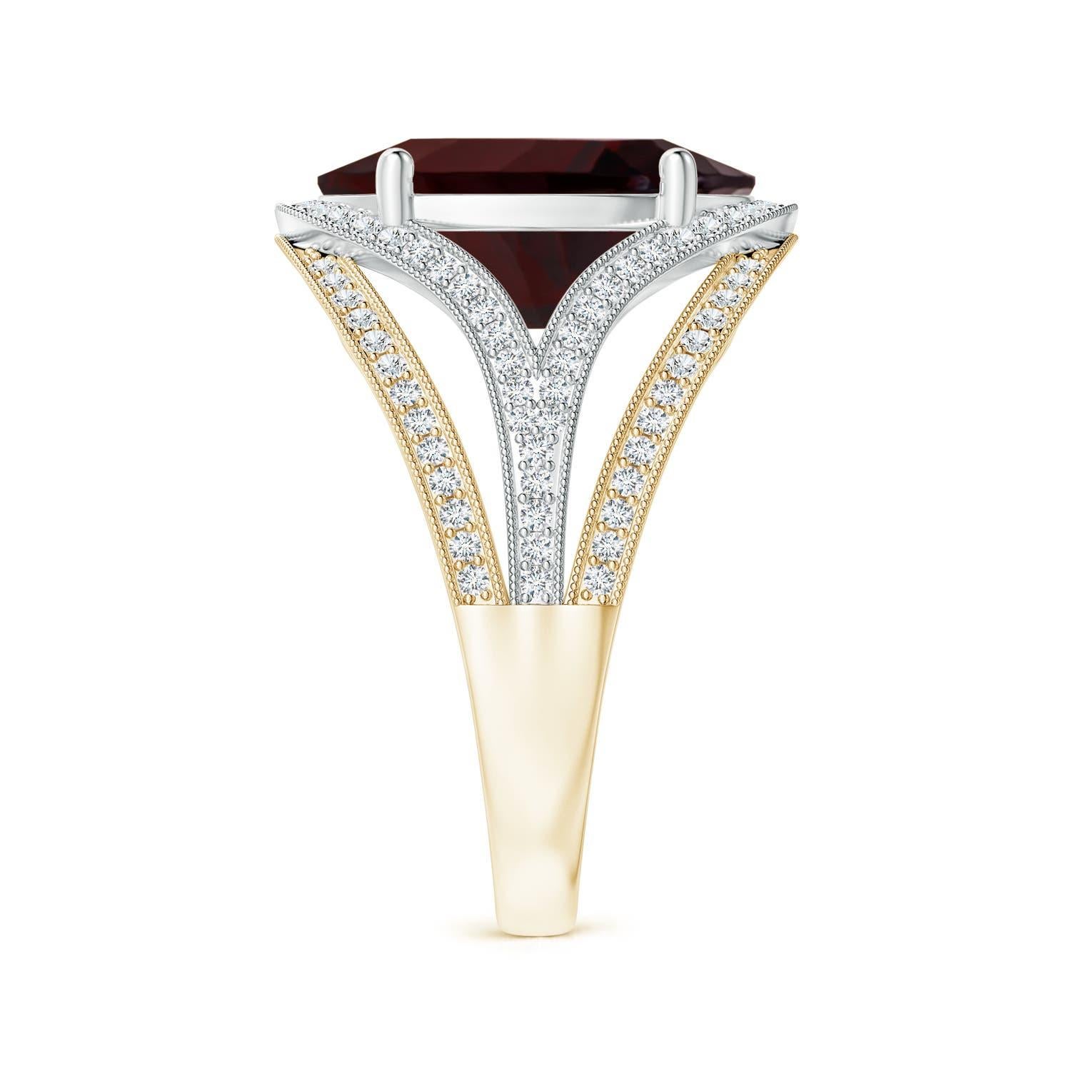 For Sale:  GIA Certified Natural Garnet Dual Tone Yellow & White Gold Cocktail Ring 4