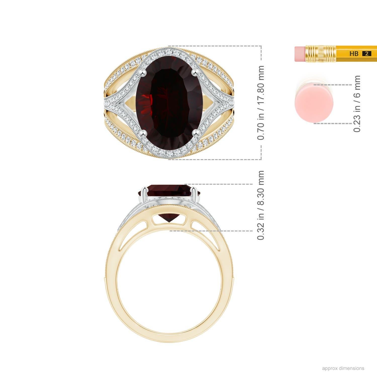 For Sale:  GIA Certified Natural Garnet Dual Tone Yellow & White Gold Cocktail Ring 5