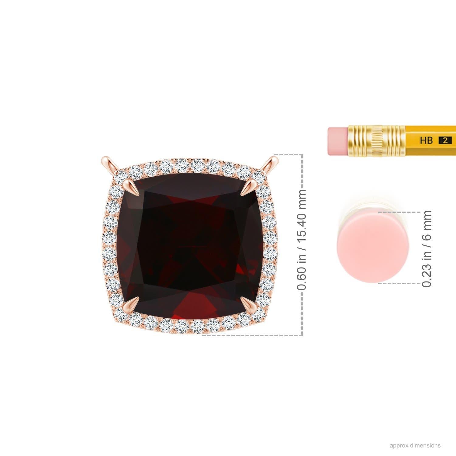 Angara Gia Certified Natural Garnet Halo Pendant in Rose Gold with Filigree In New Condition In Los Angeles, CA