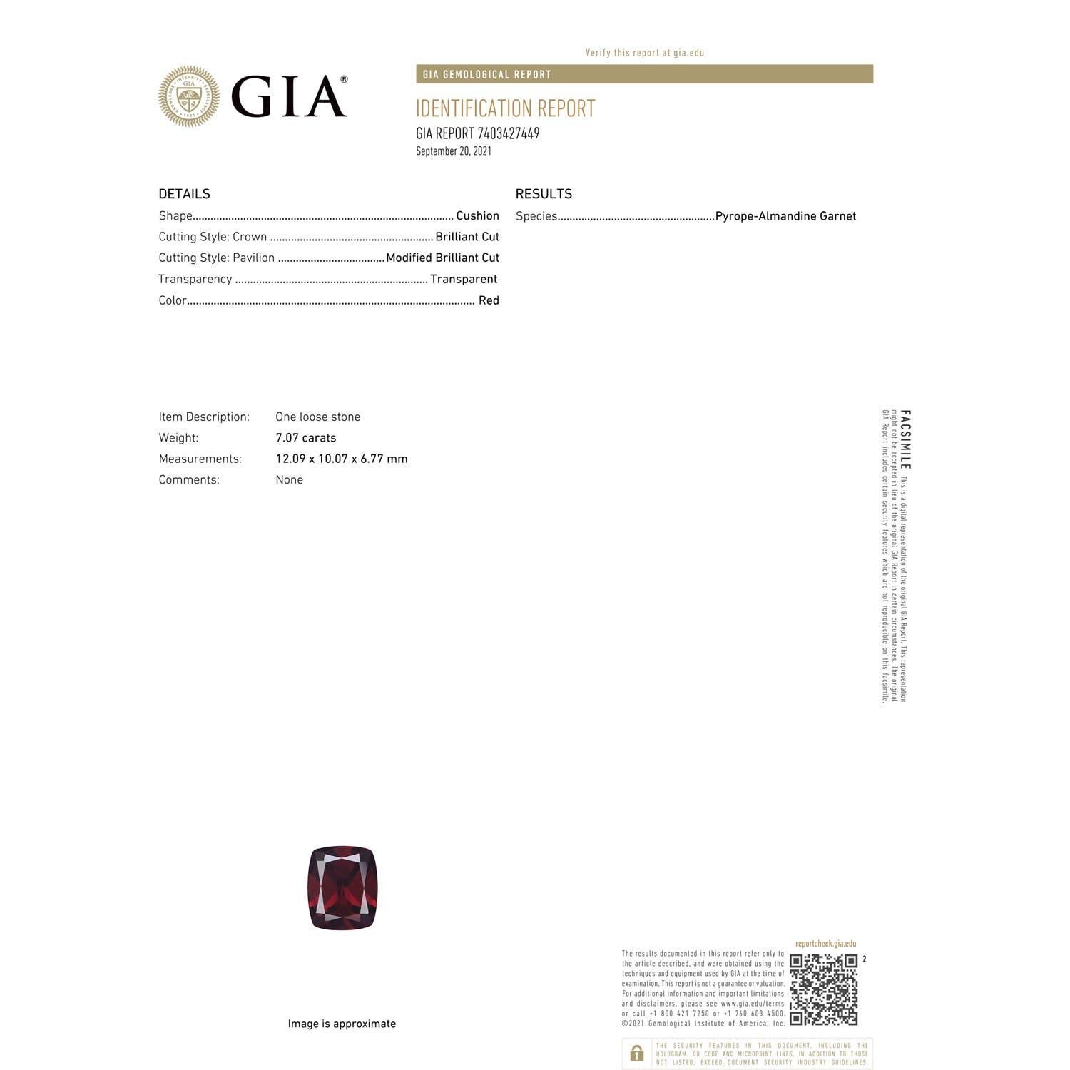 Modern Angara Gia Certified Natural Garnet Halo Pendant in Yellow Gold with Filigree