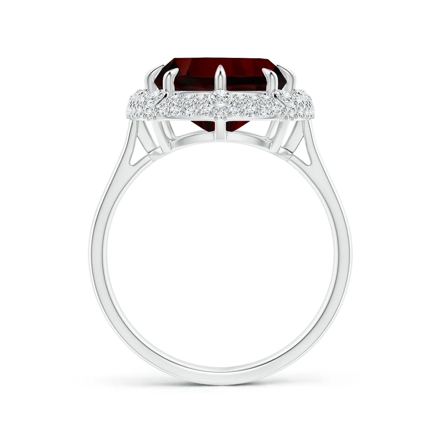 For Sale:  GIA Certified Natural Garnet Halo Ring in Platinum with Bezel-Set Accents 2