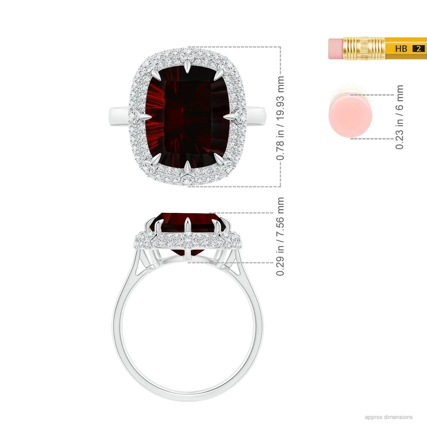 For Sale:  GIA Certified Natural Garnet Halo Ring in Platinum with Bezel-Set Accents 5