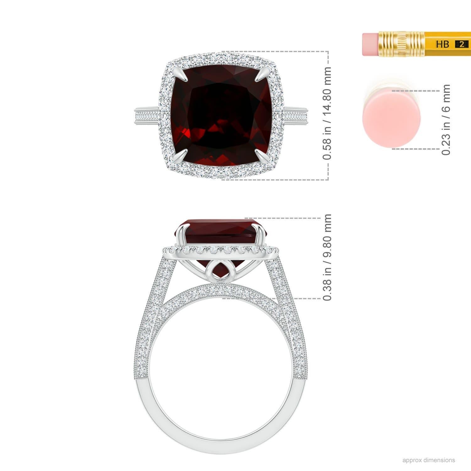 ANGARA GIA Certified Natural Garnet Halo Ring in 18K White Gold with Milgrain 5