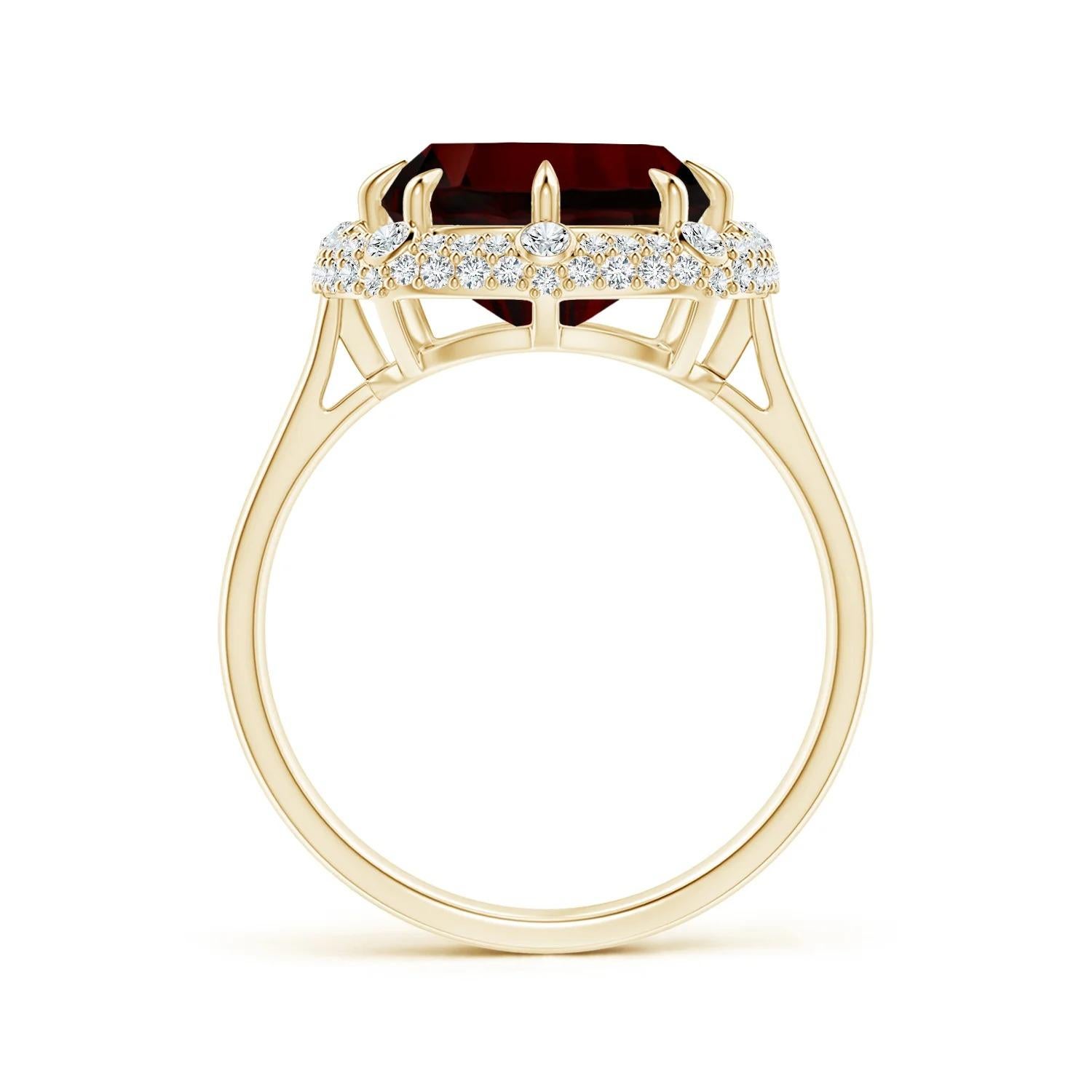 For Sale:  ANGARA GIA Certified Natural Garnet Halo Ring in Yellow Gold with Accents 2